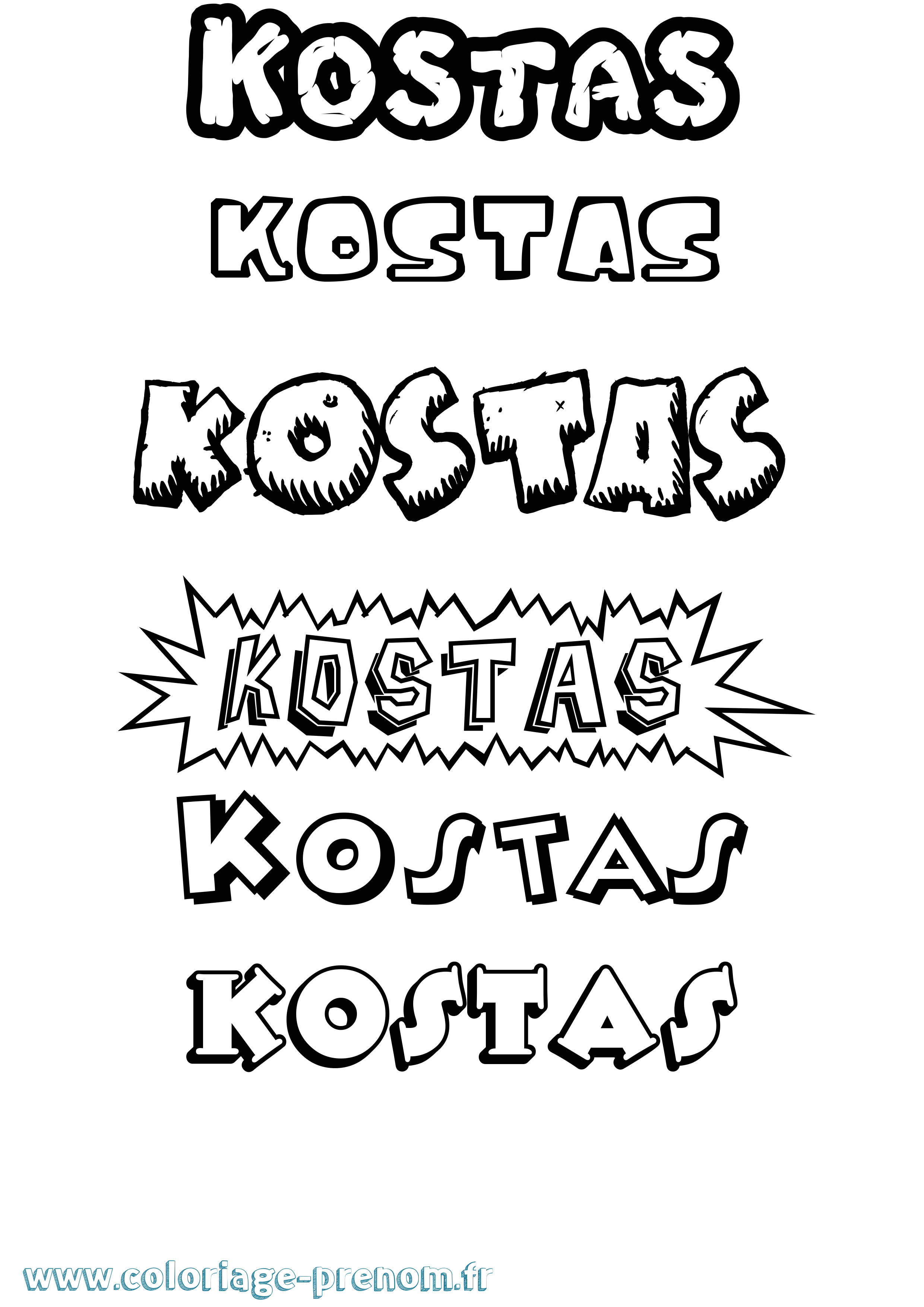 Coloriage prénom Kostas Dessin Animé