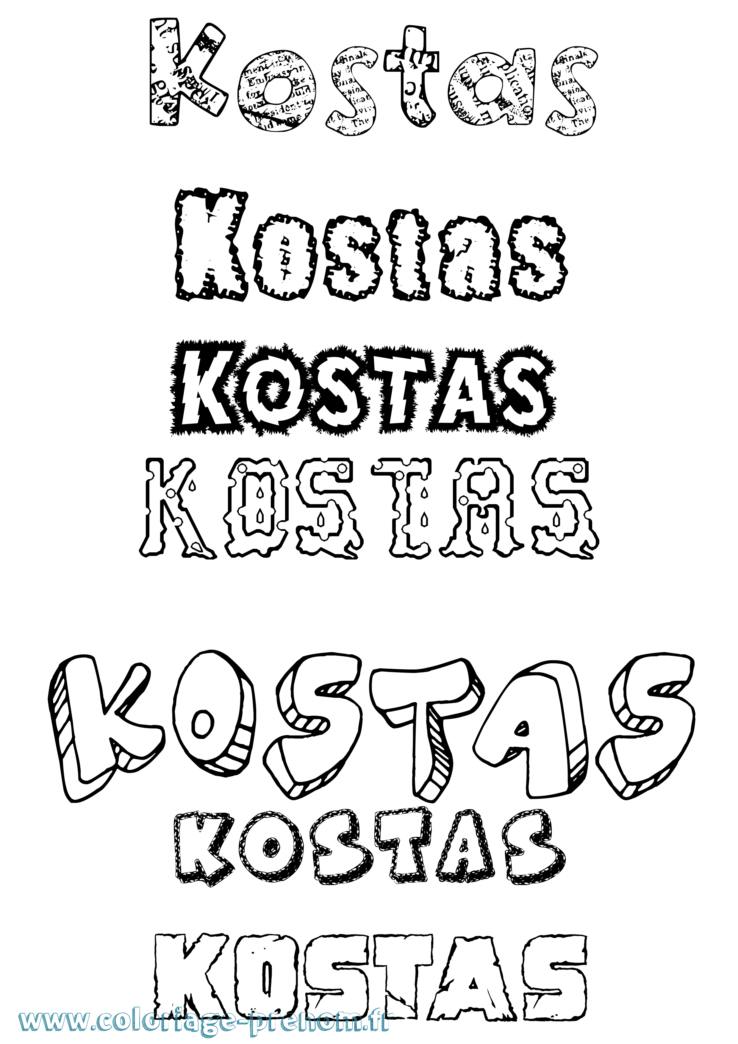 Coloriage prénom Kostas Destructuré