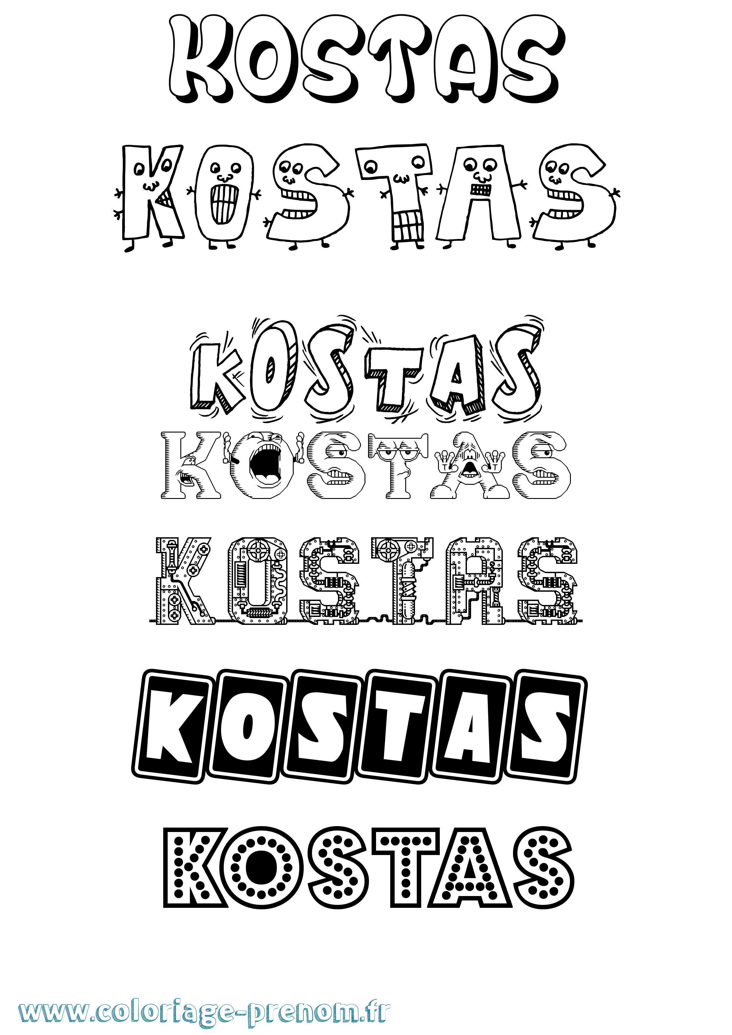 Coloriage prénom Kostas Fun