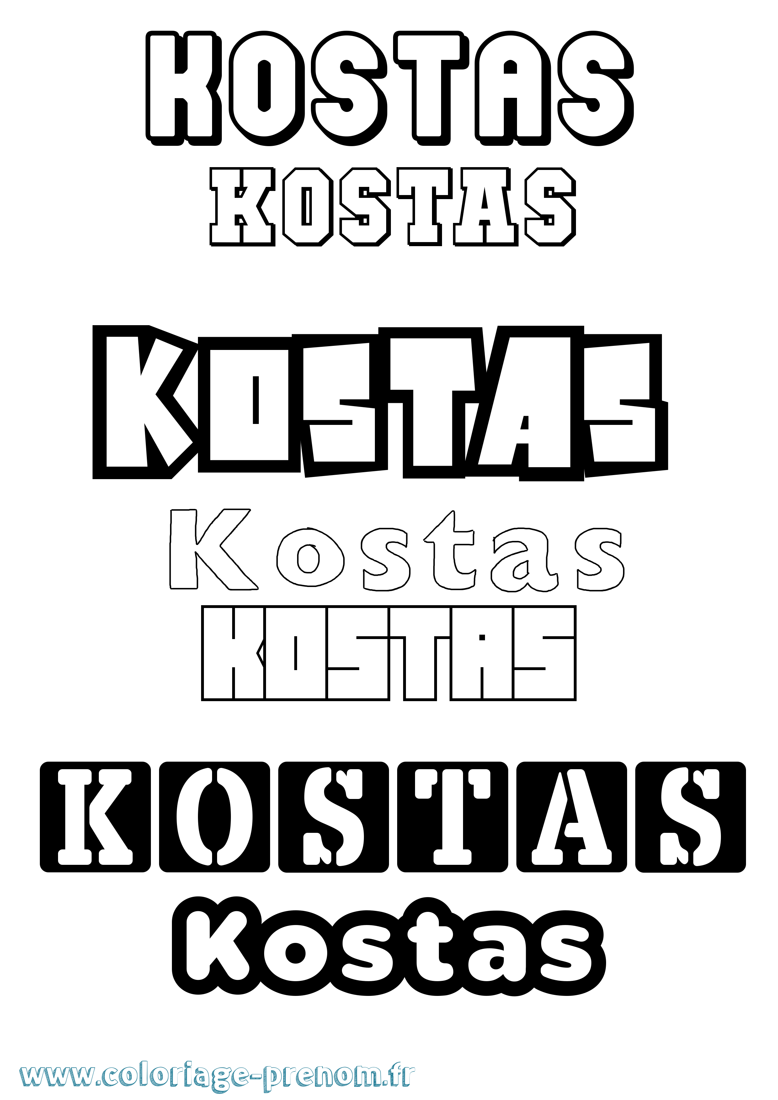 Coloriage prénom Kostas Simple