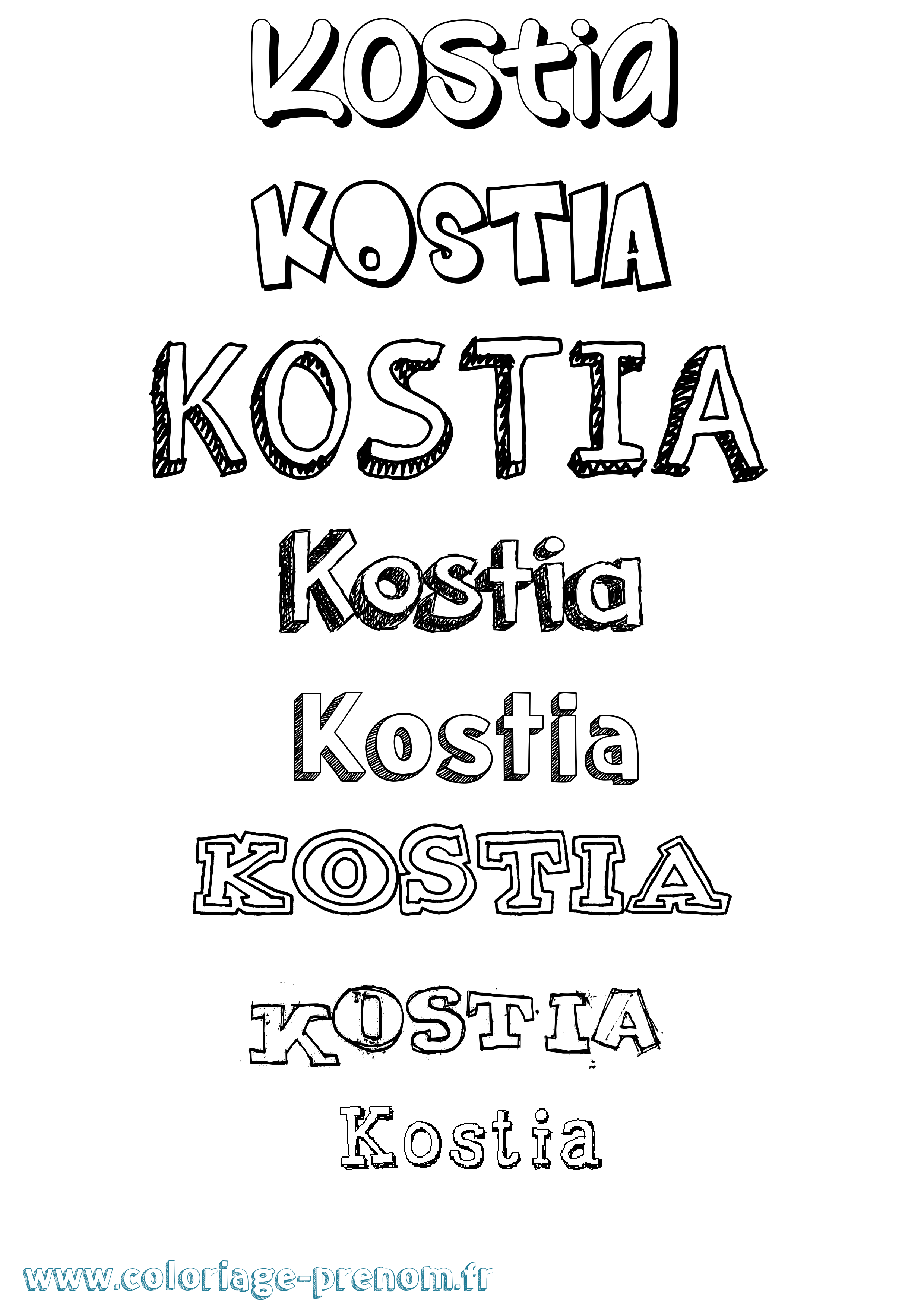 Coloriage prénom Kostia Dessiné