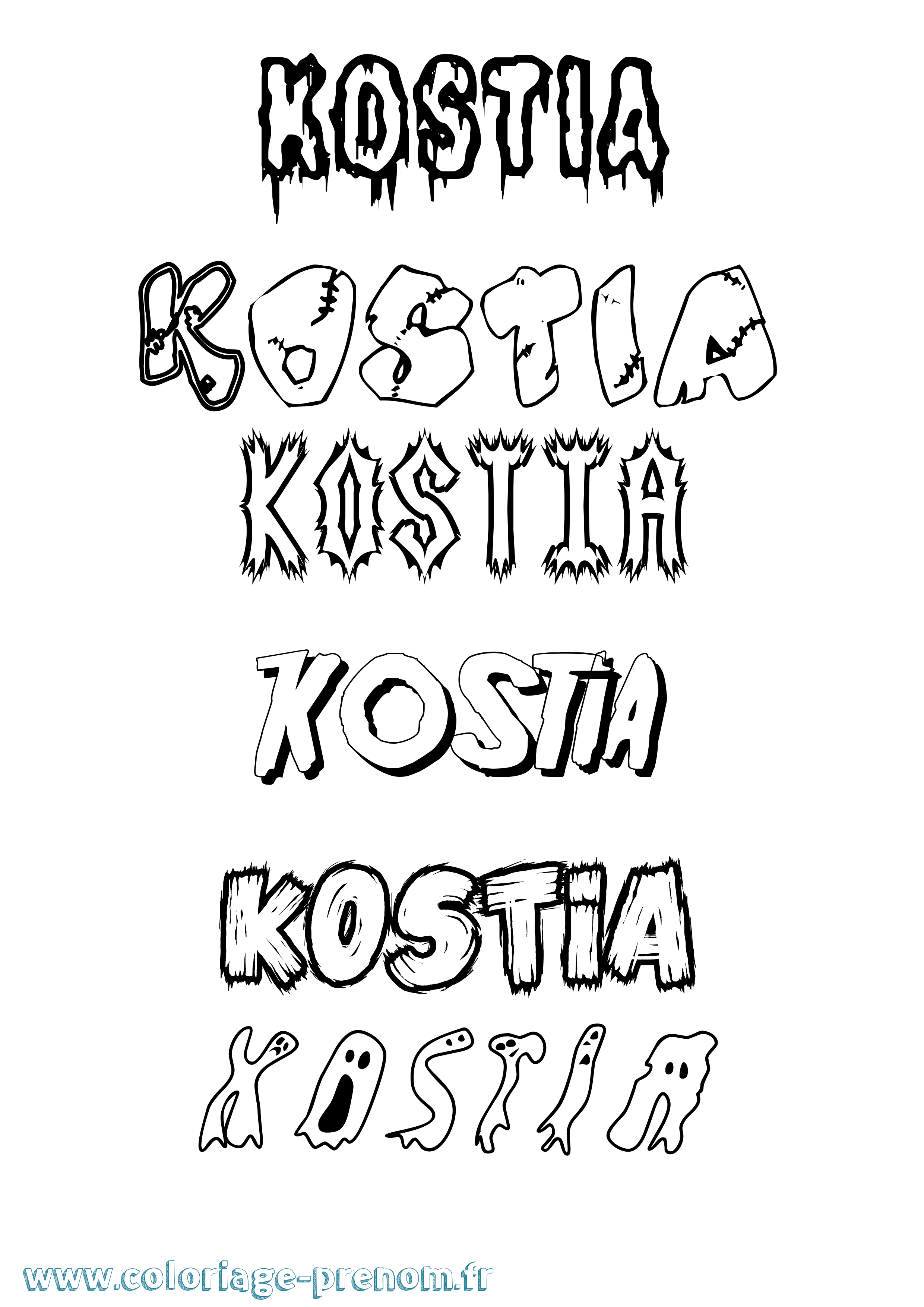 Coloriage prénom Kostia Frisson