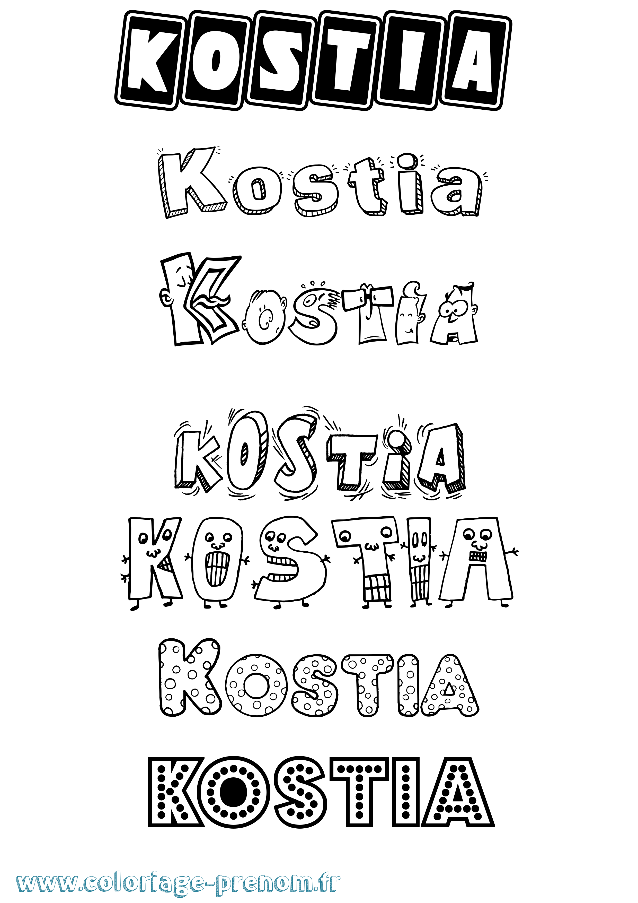 Coloriage prénom Kostia Fun