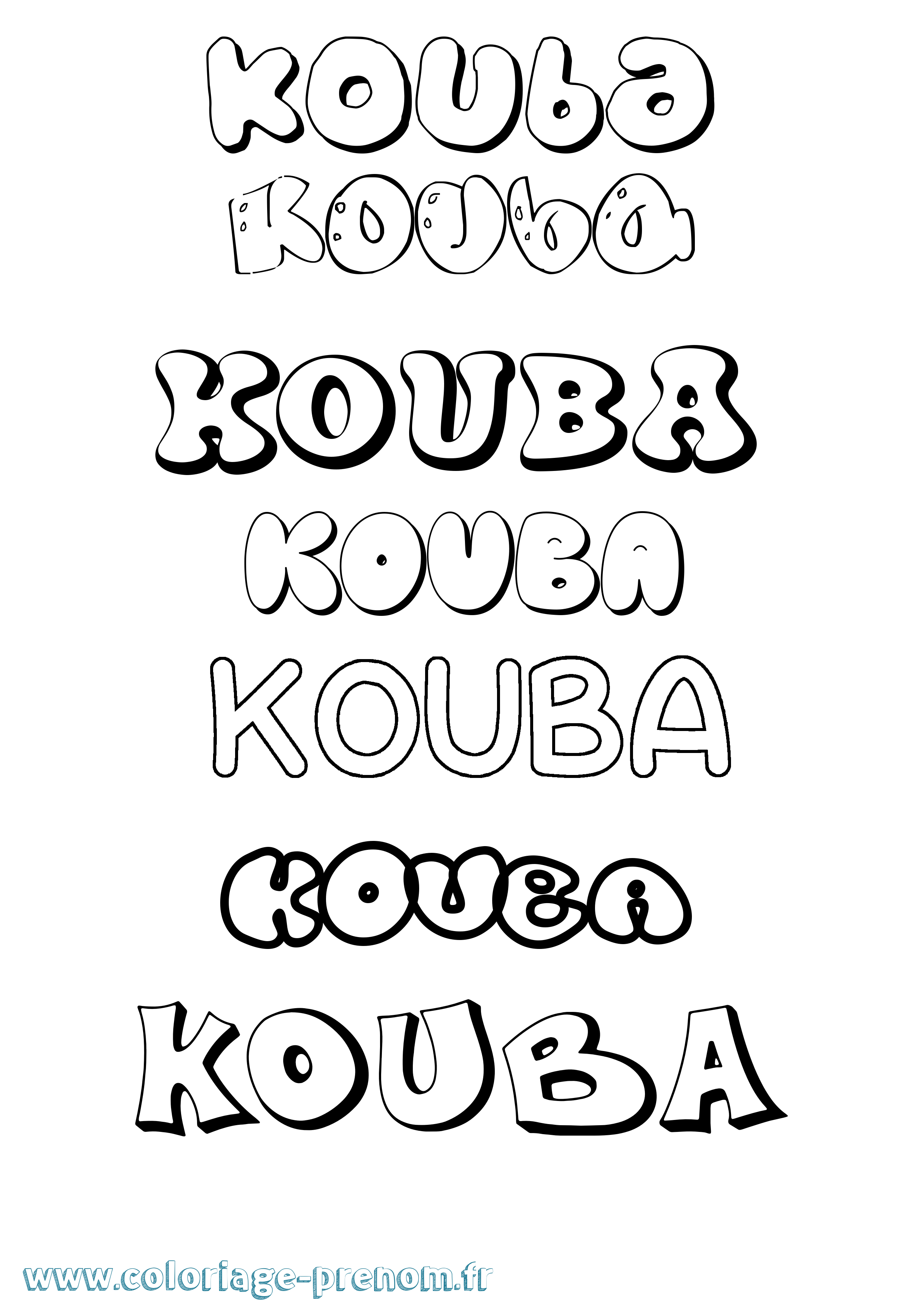 Coloriage prénom Kouba Bubble