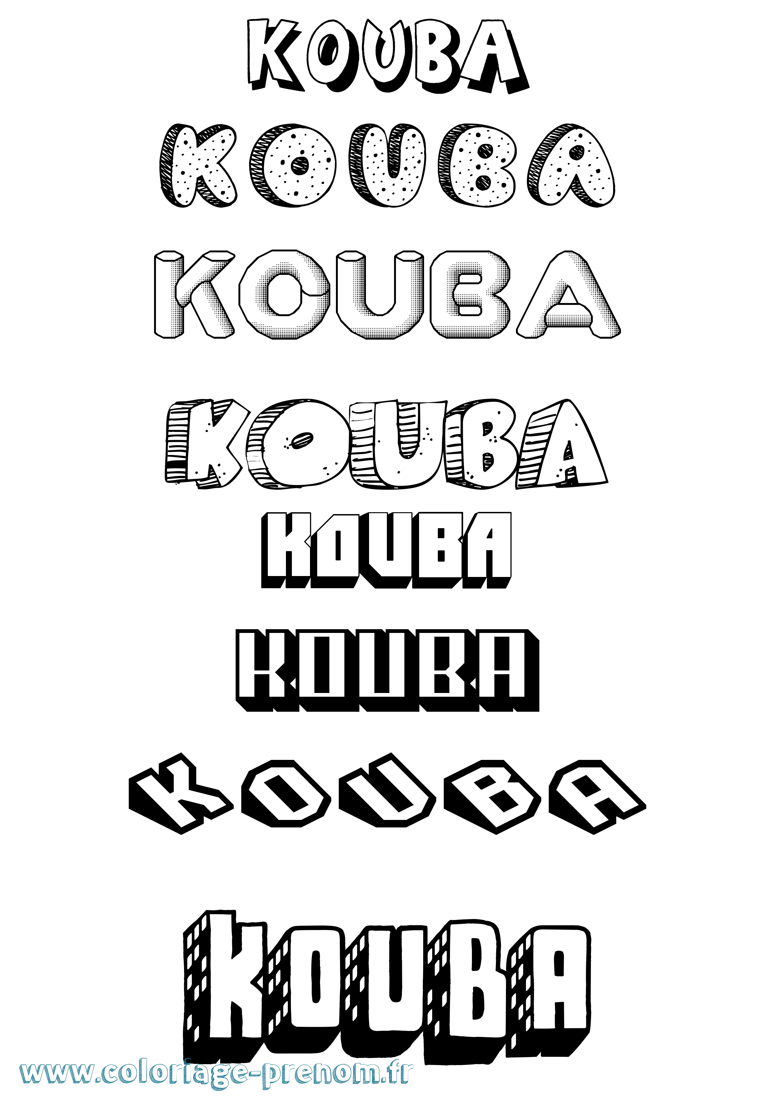 Coloriage prénom Kouba Effet 3D
