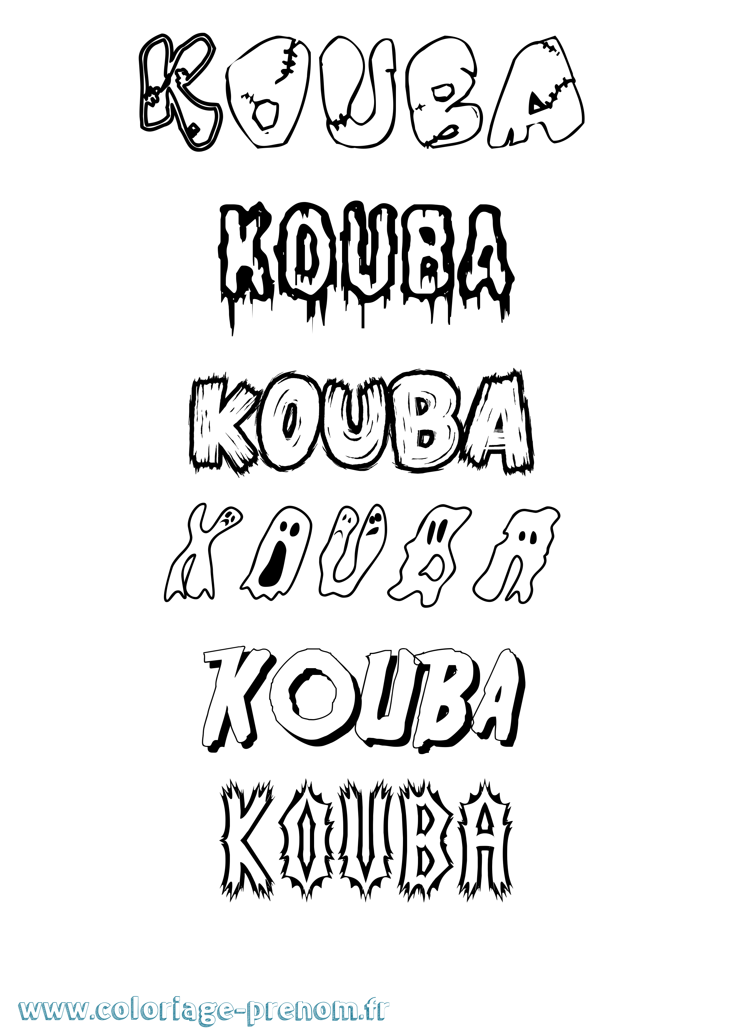 Coloriage prénom Kouba Frisson