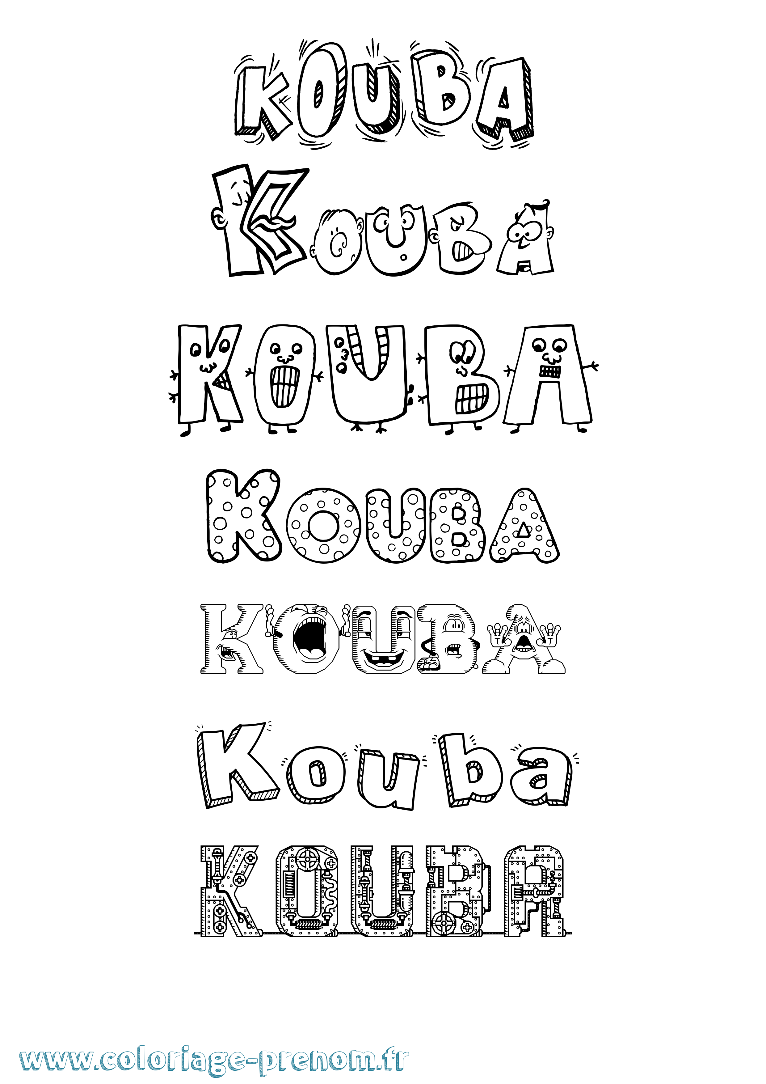 Coloriage prénom Kouba Fun