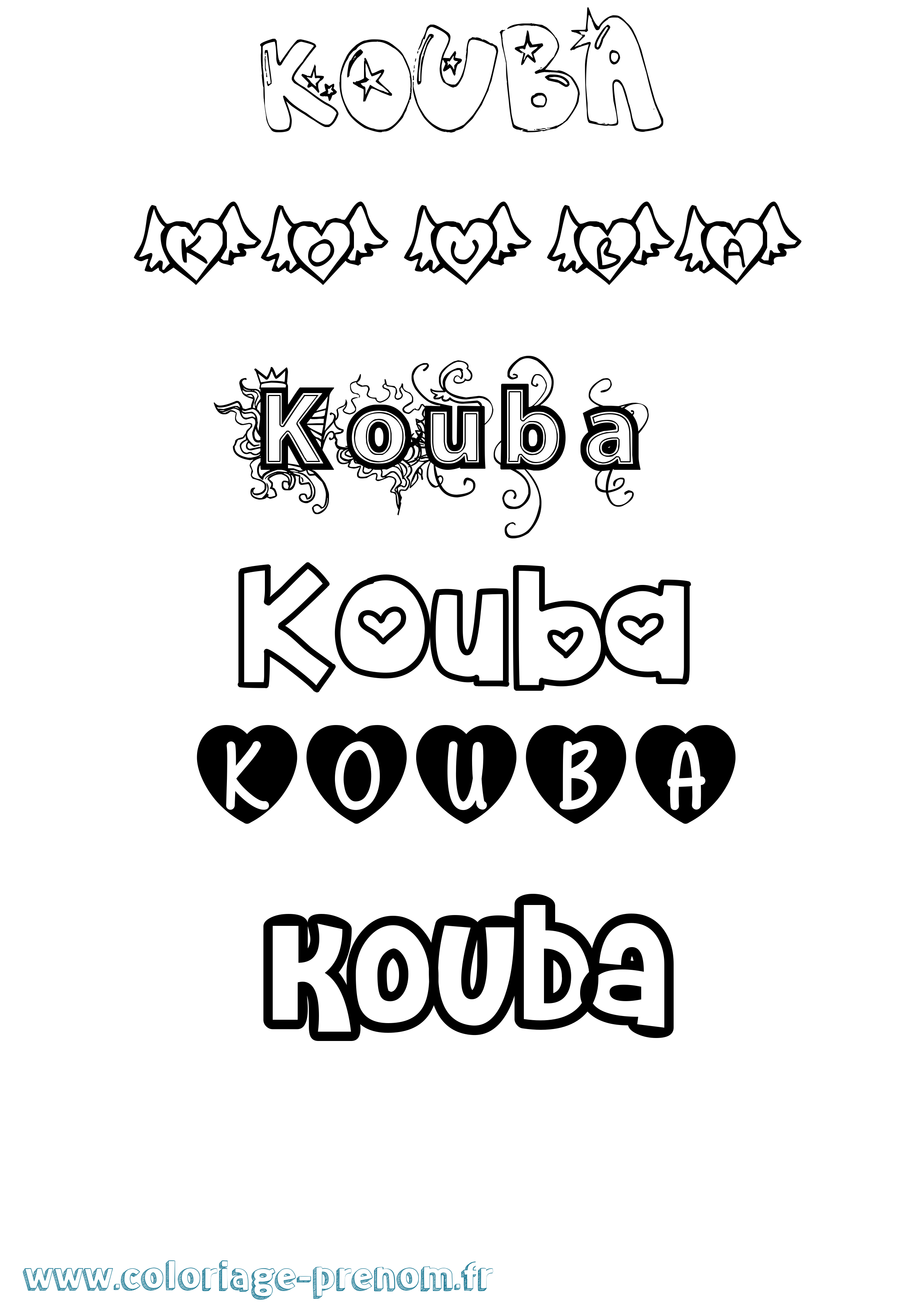 Coloriage prénom Kouba Girly