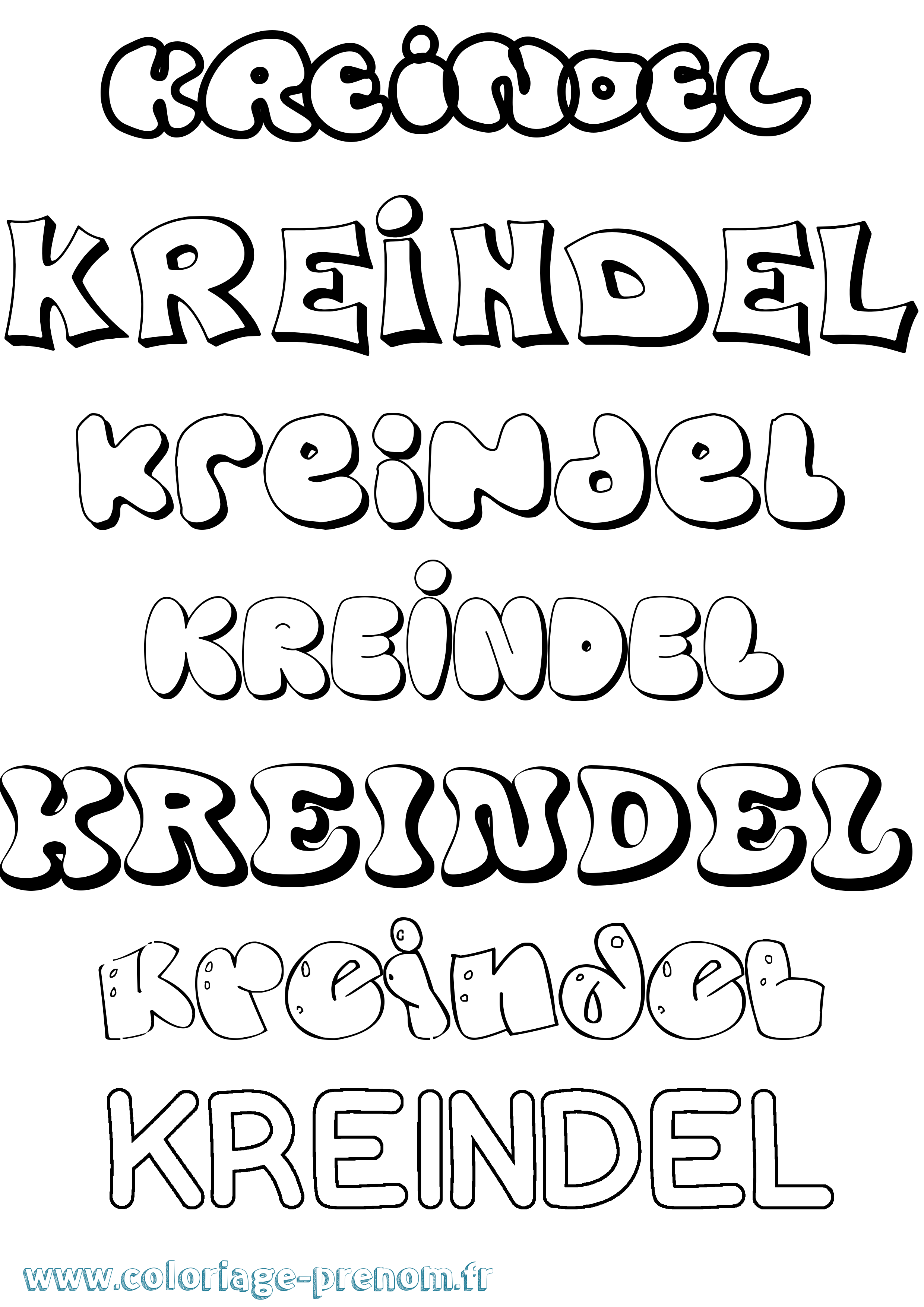 Coloriage prénom Kreindel Bubble