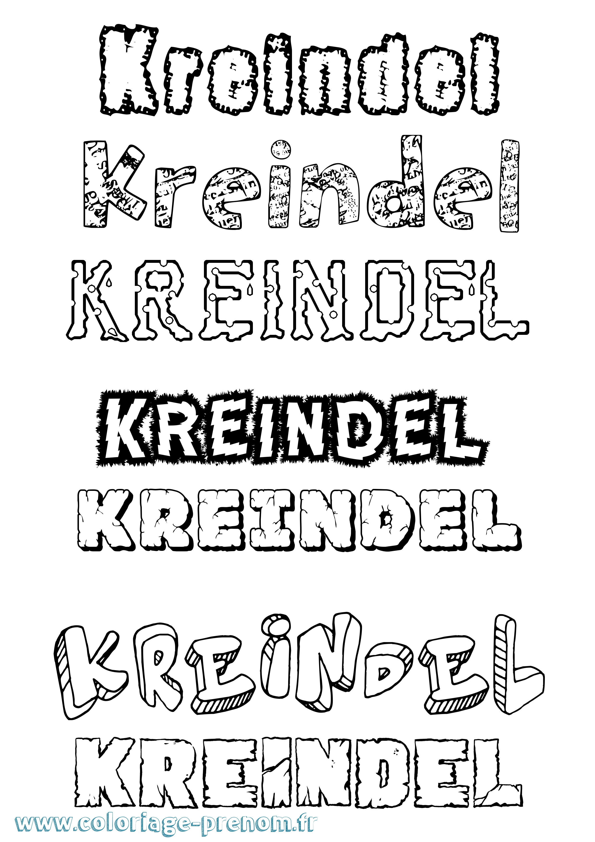 Coloriage prénom Kreindel Destructuré