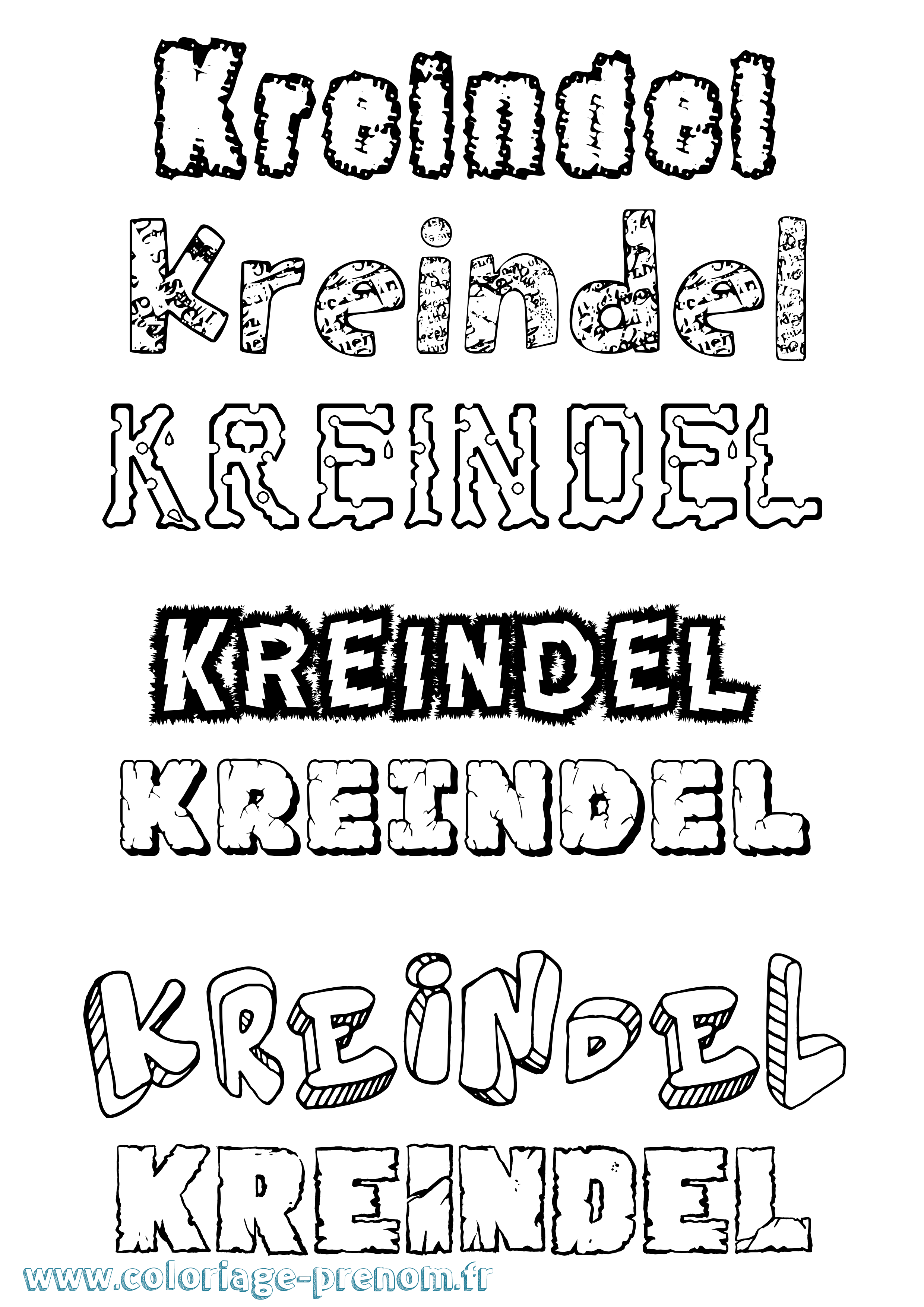 Coloriage Kreindel Destructuré Coloriage prénom Kreindel Destructuré