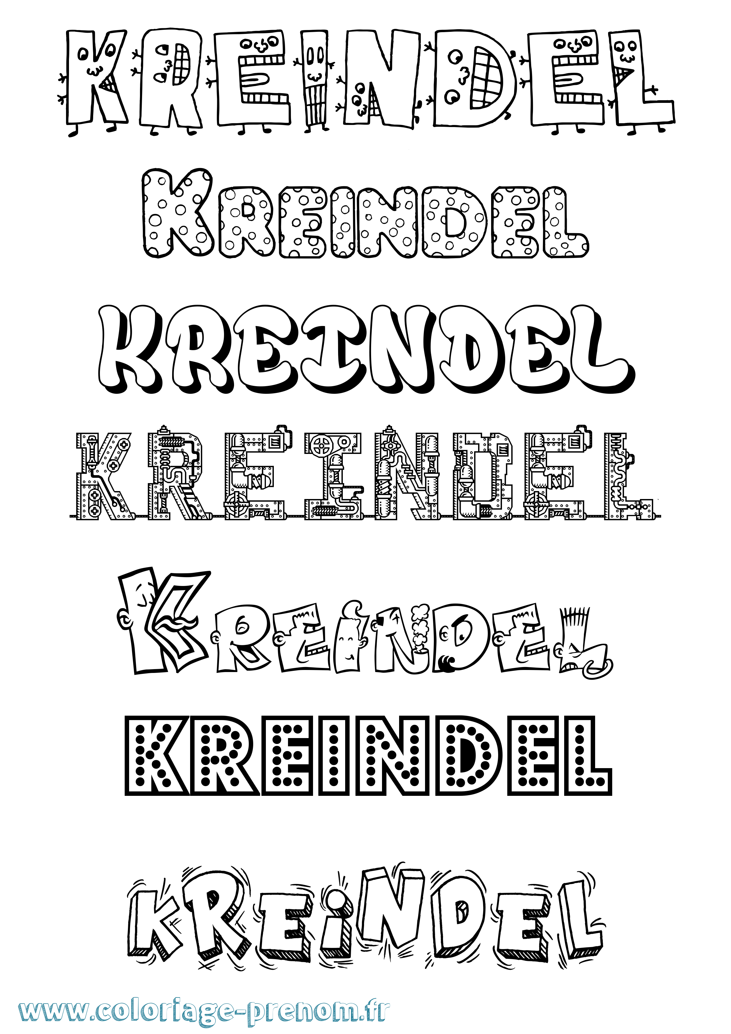 Coloriage Kreindel Fun Coloriage prénom Kreindel Fun