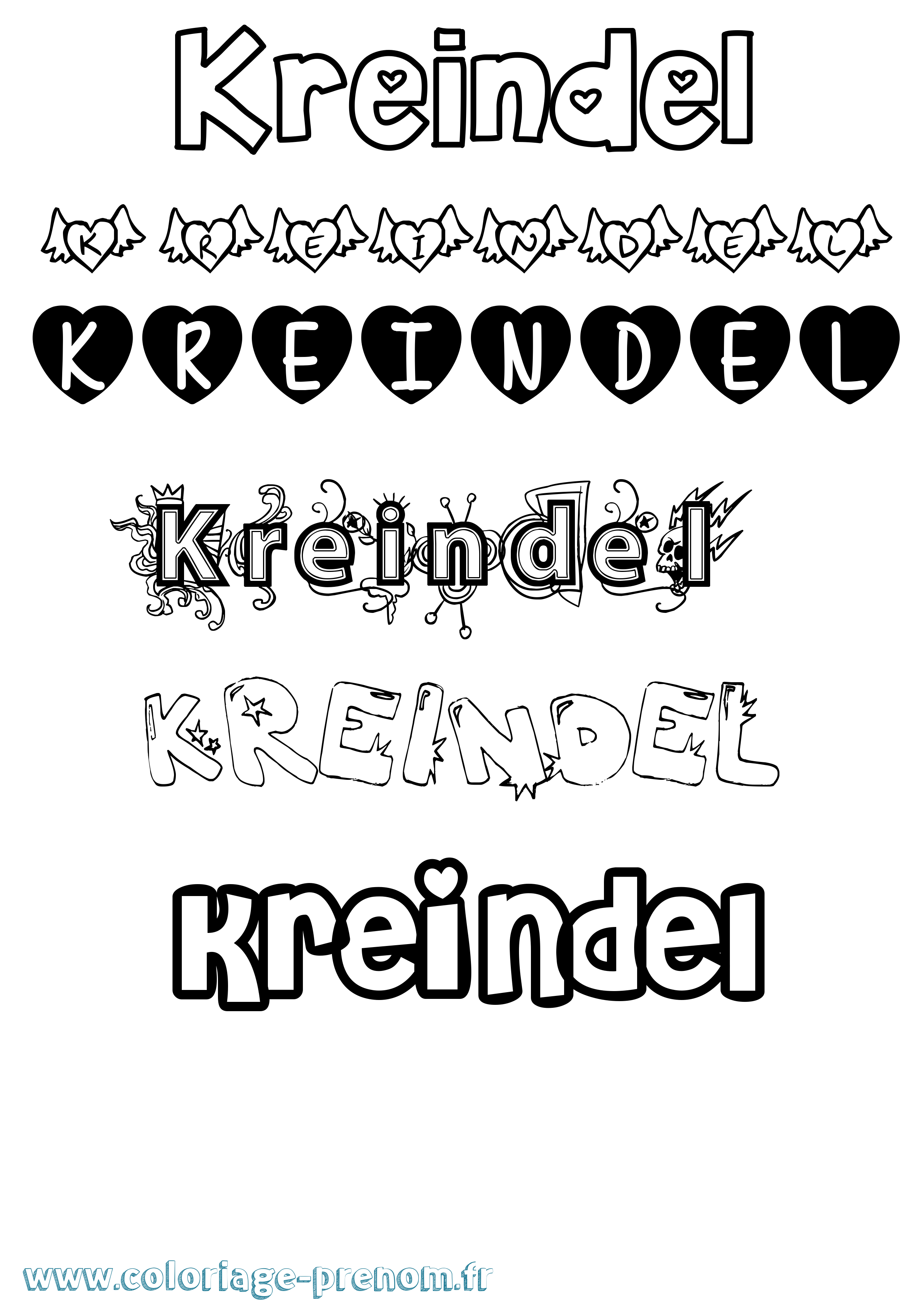 Coloriage Kreindel Girly Coloriage prénom Kreindel Girly