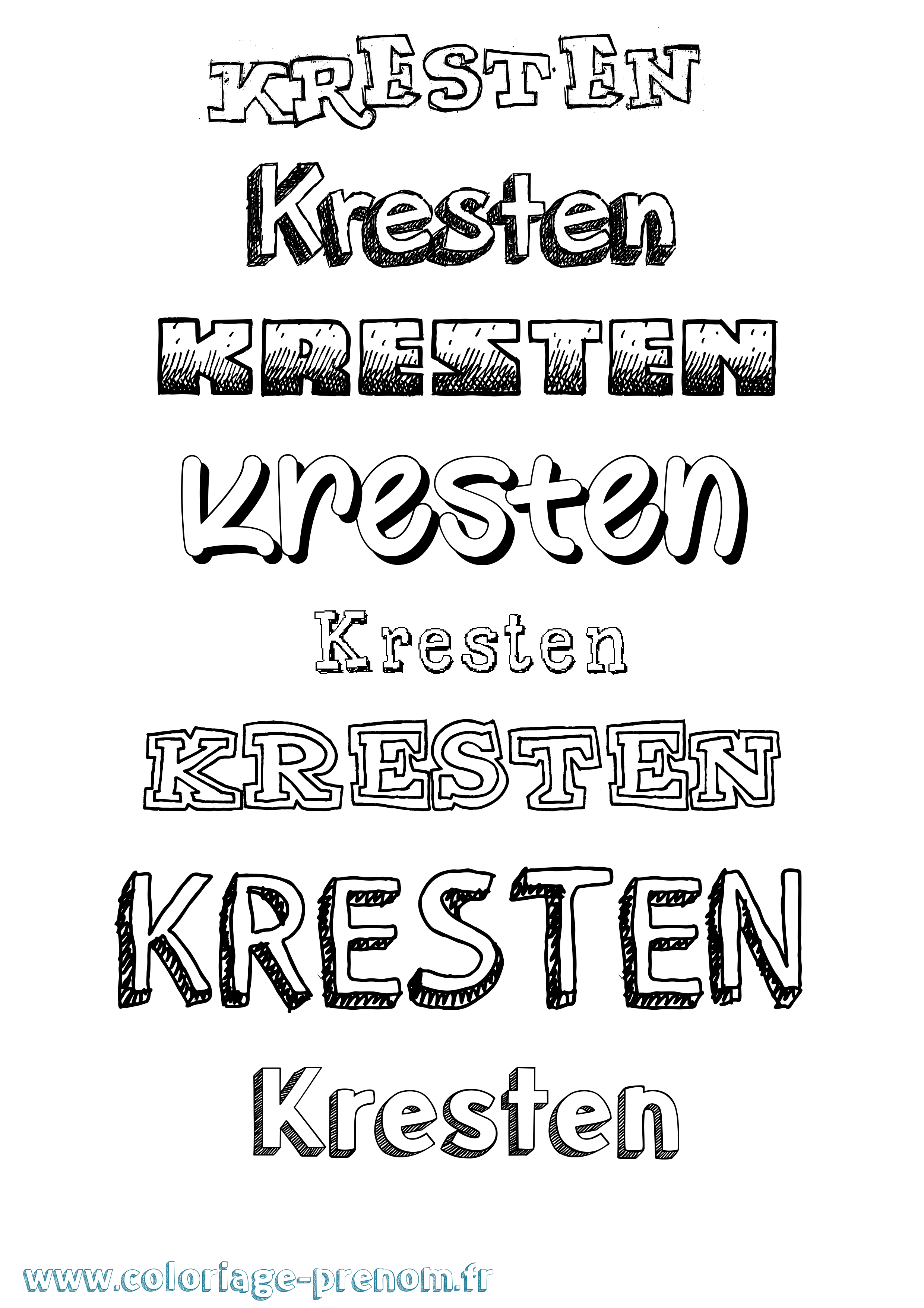 Coloriage prénom Kresten Dessiné