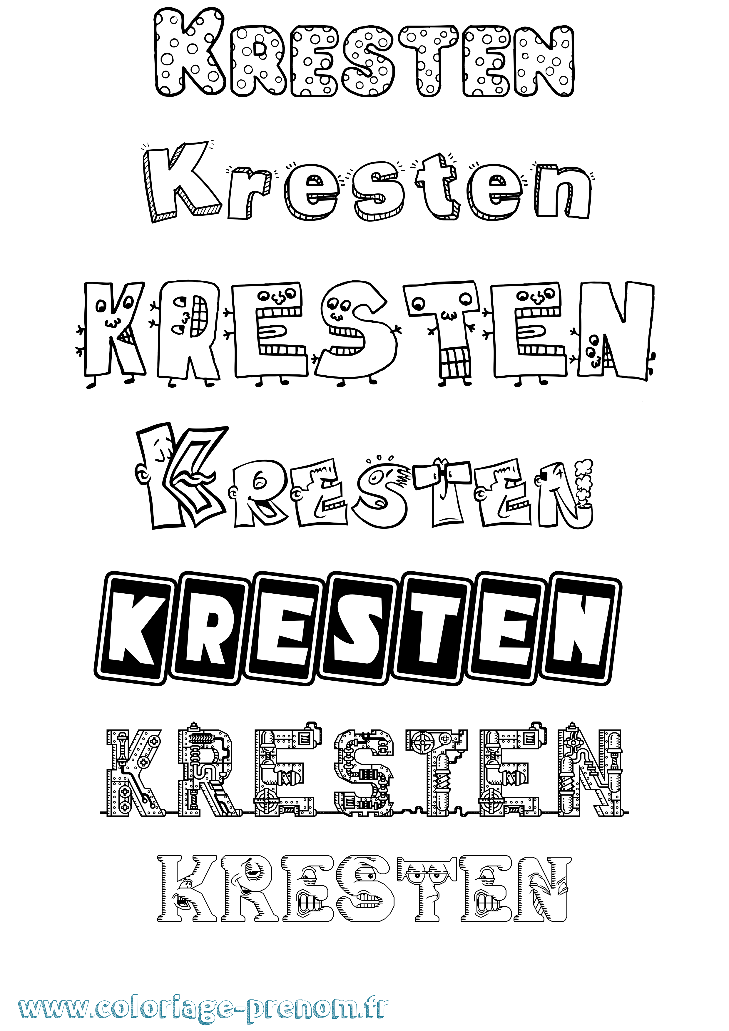 Coloriage prénom Kresten Fun