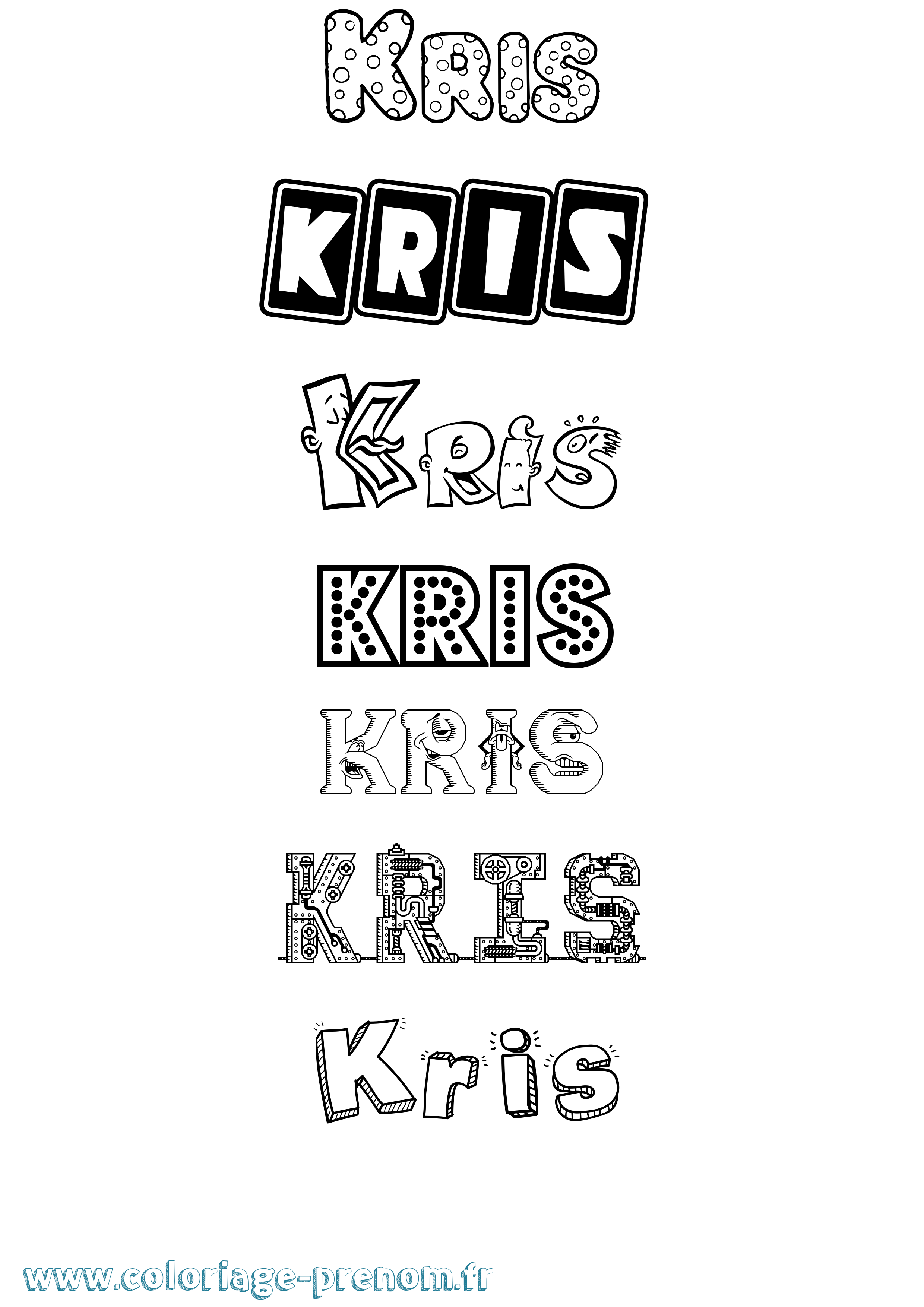 Coloriage prénom Kris Fun