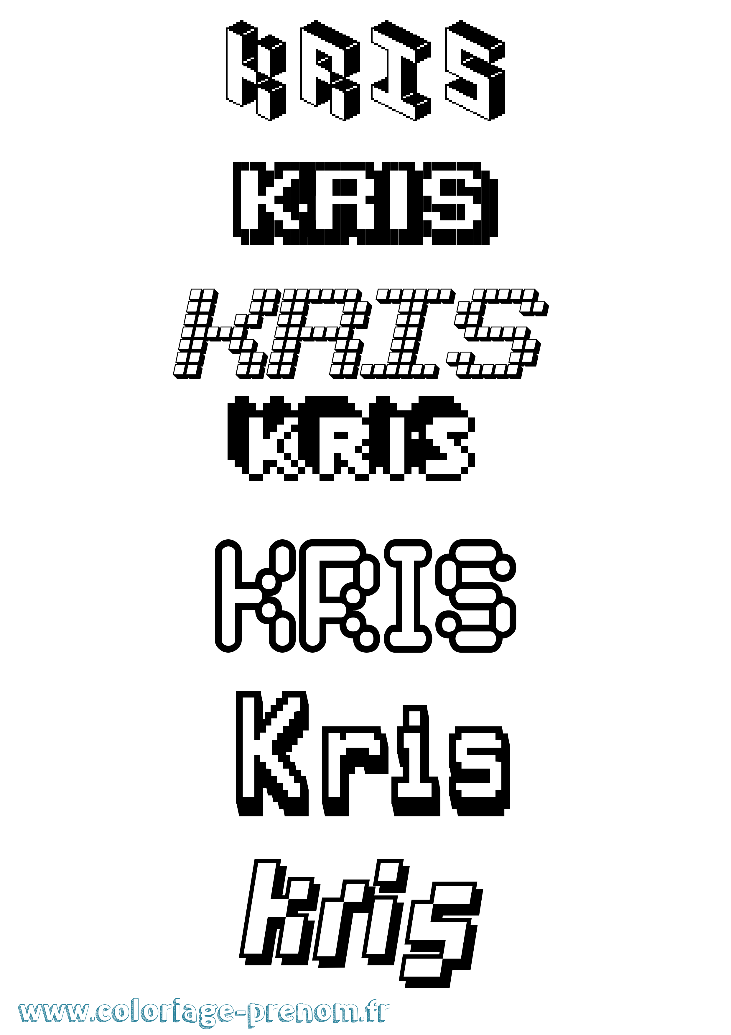 Coloriage prénom Kris Pixel