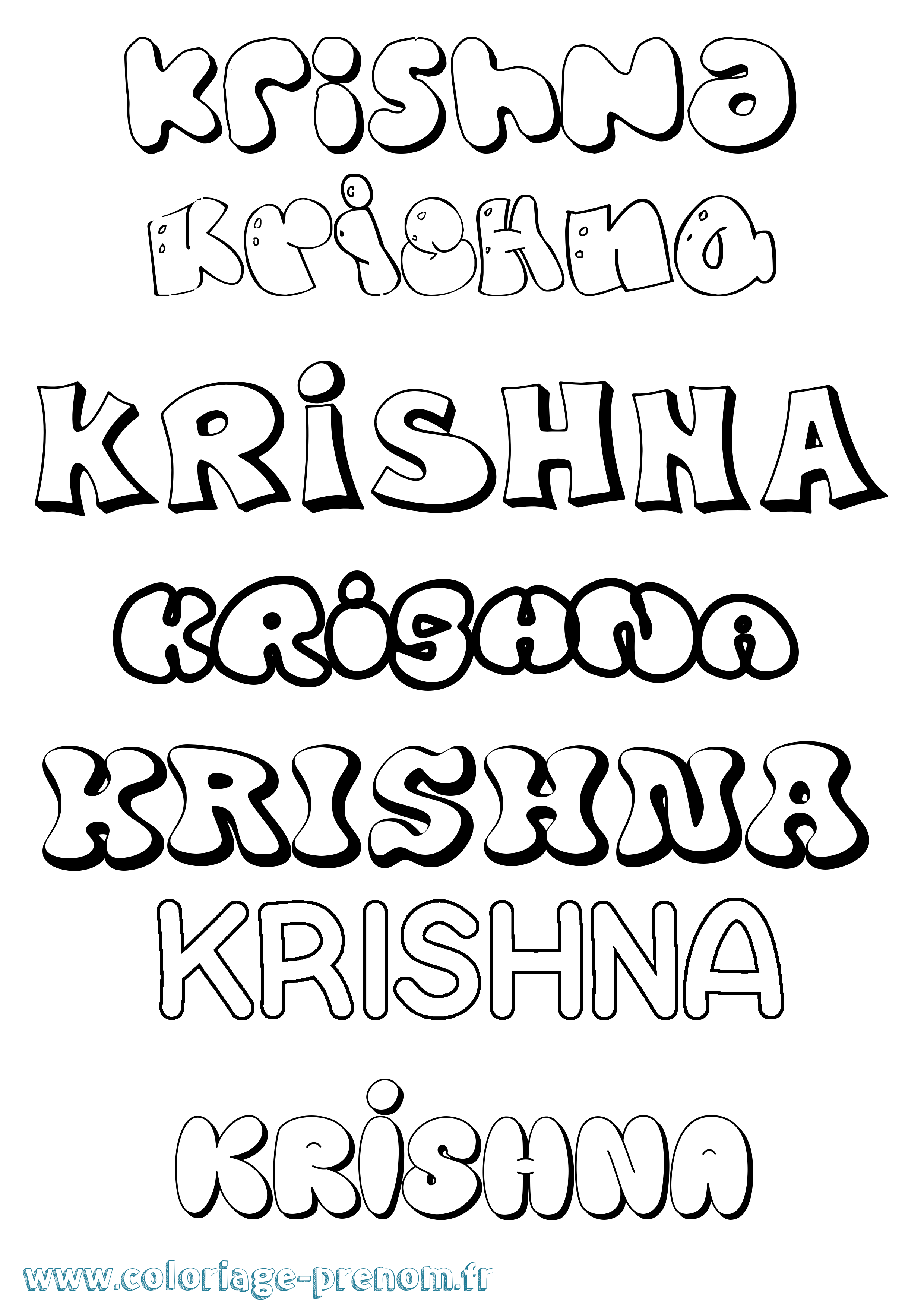 Coloriage Krishna Bubble Coloriage prénom Krishna Bubble