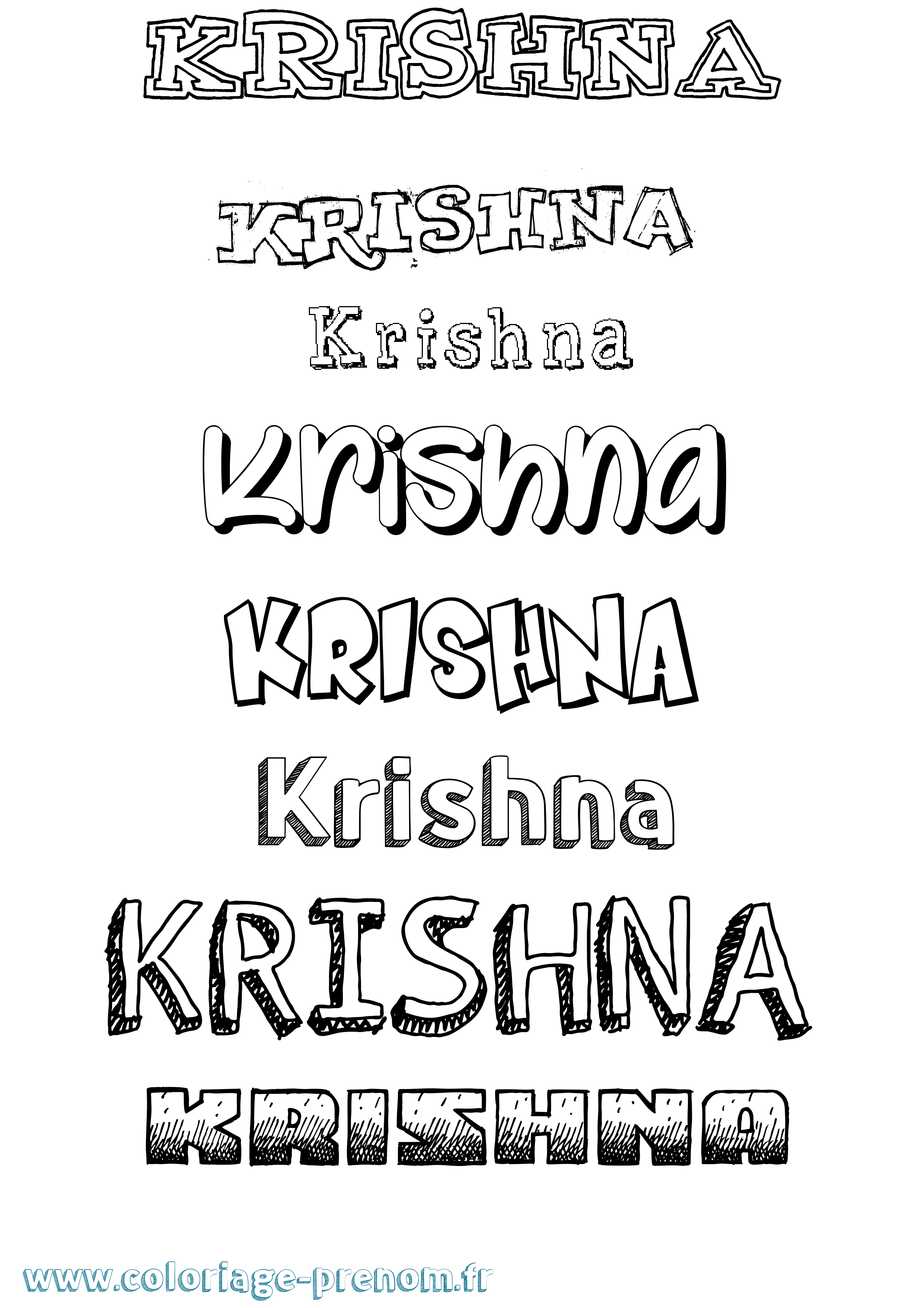 Coloriage Krishna Dessiné Coloriage prénom Krishna Dessiné