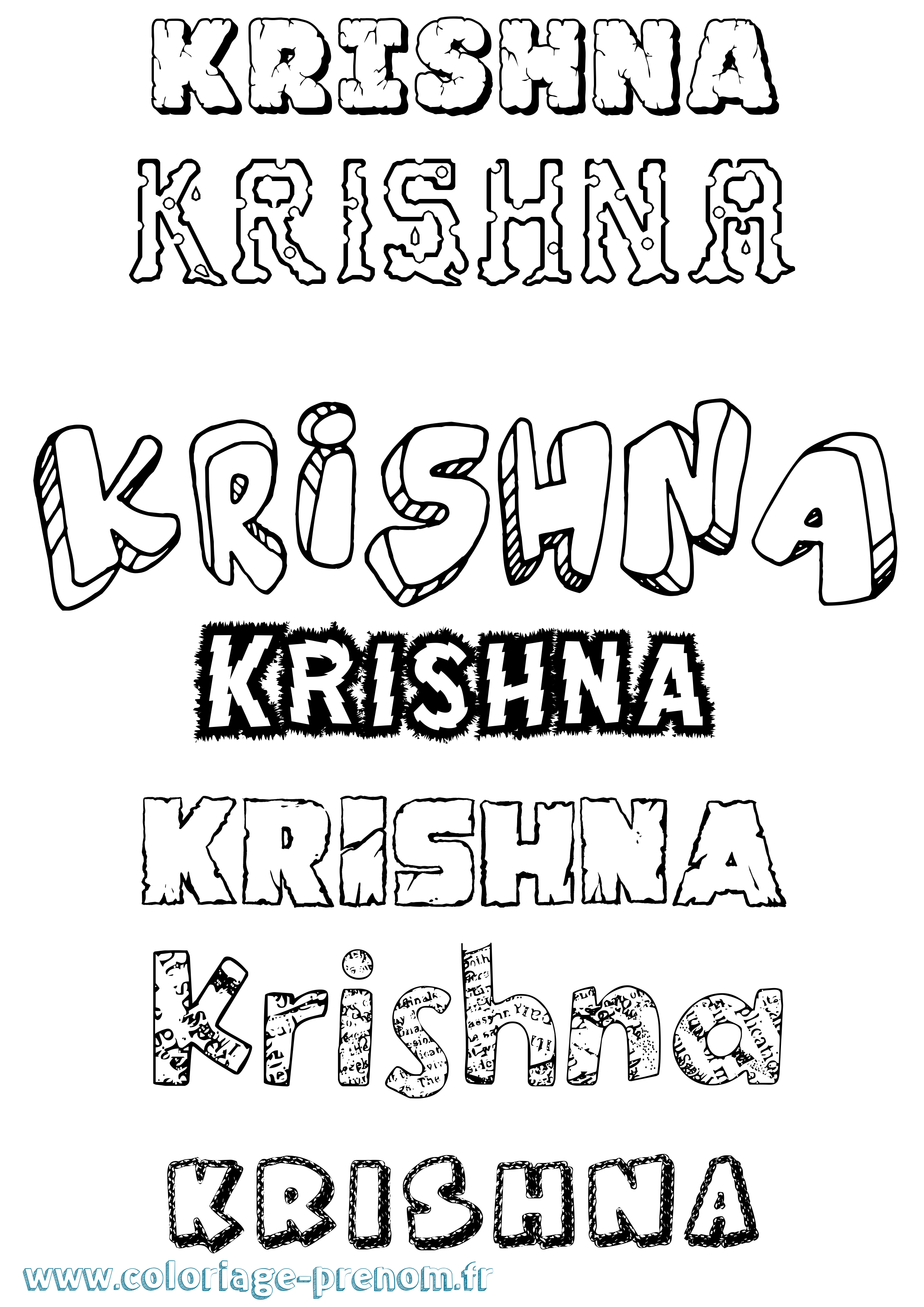 Coloriage Krishna Destructuré Coloriage prénom Krishna Destructuré