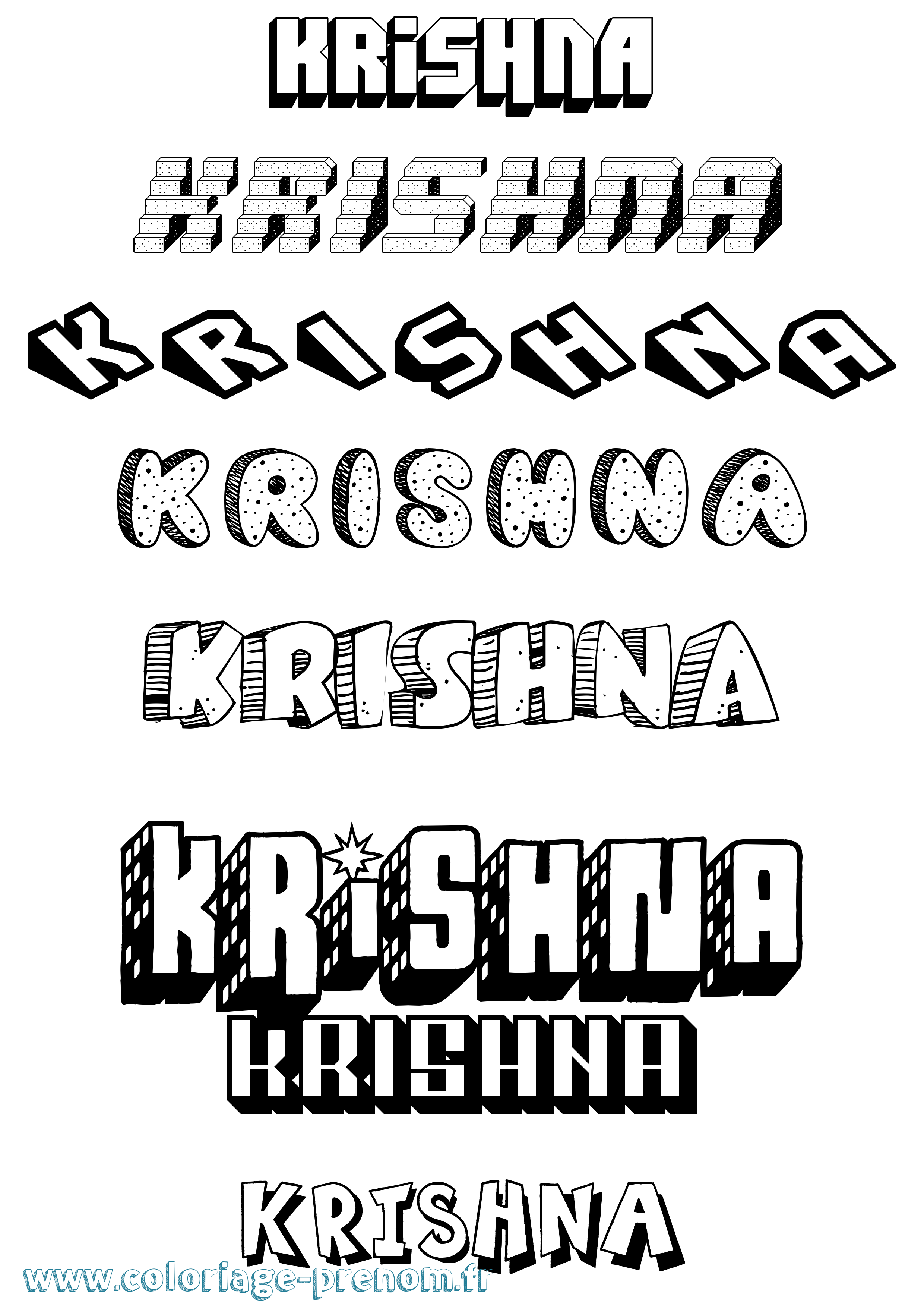 Coloriage Krishna Effet 3D Coloriage prénom Krishna Effet 3D