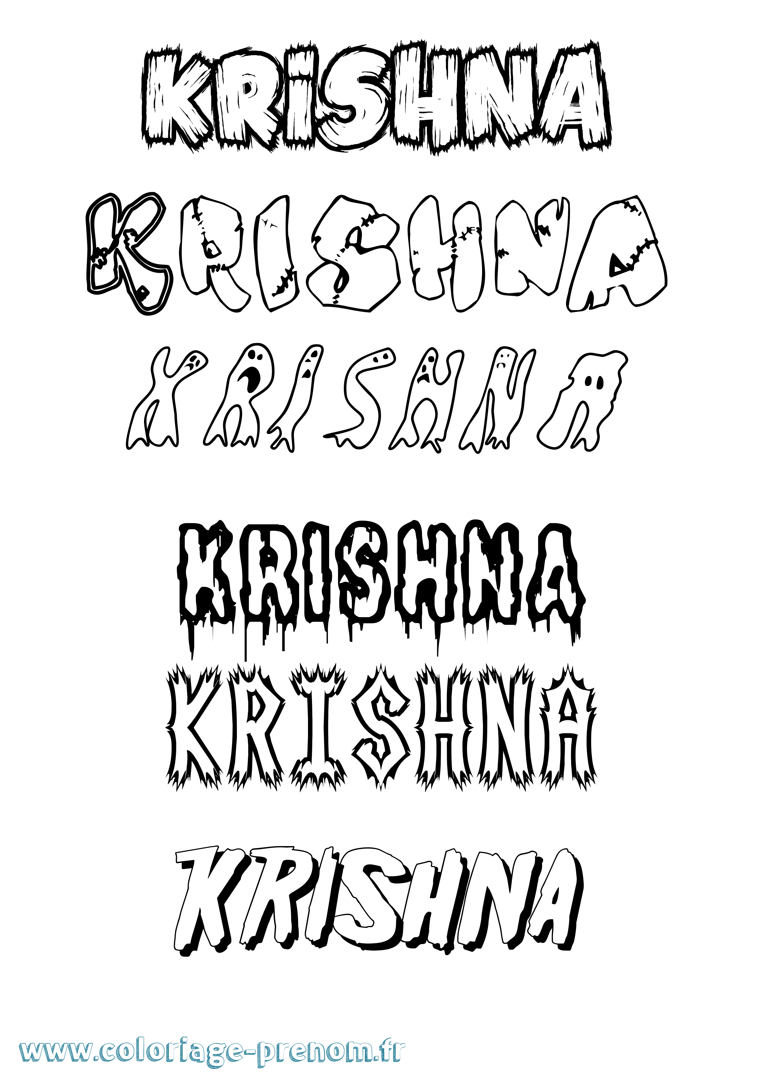 Coloriage Krishna Frisson Coloriage prénom Krishna Frisson