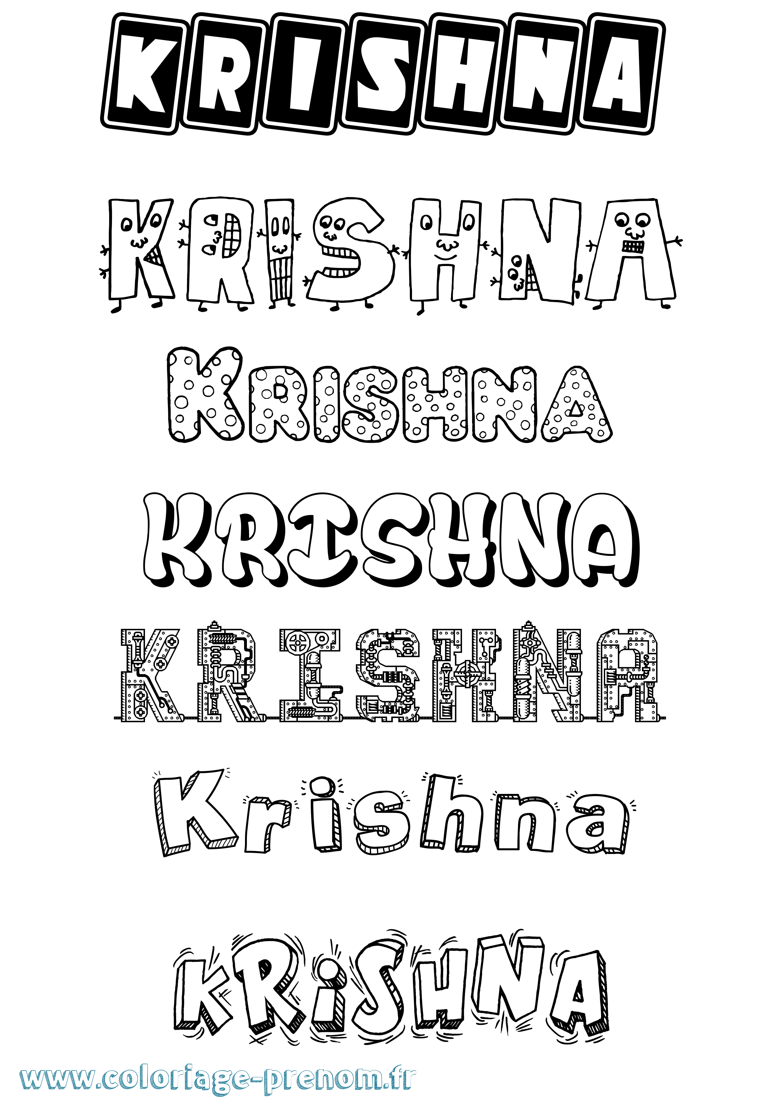 Coloriage Krishna Fun Coloriage prénom Krishna Fun