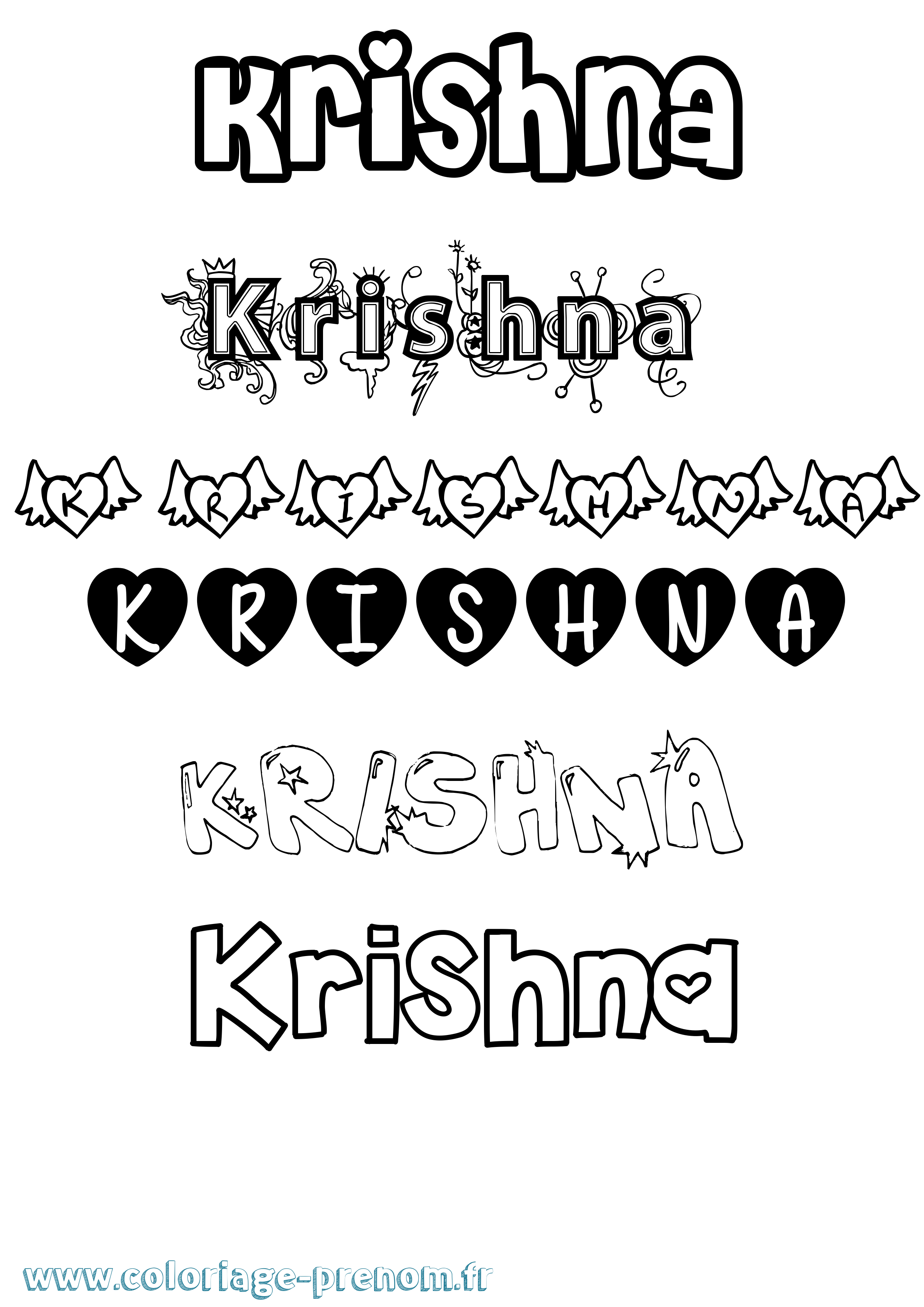 Coloriage Krishna Girly Coloriage prénom Krishna Girly