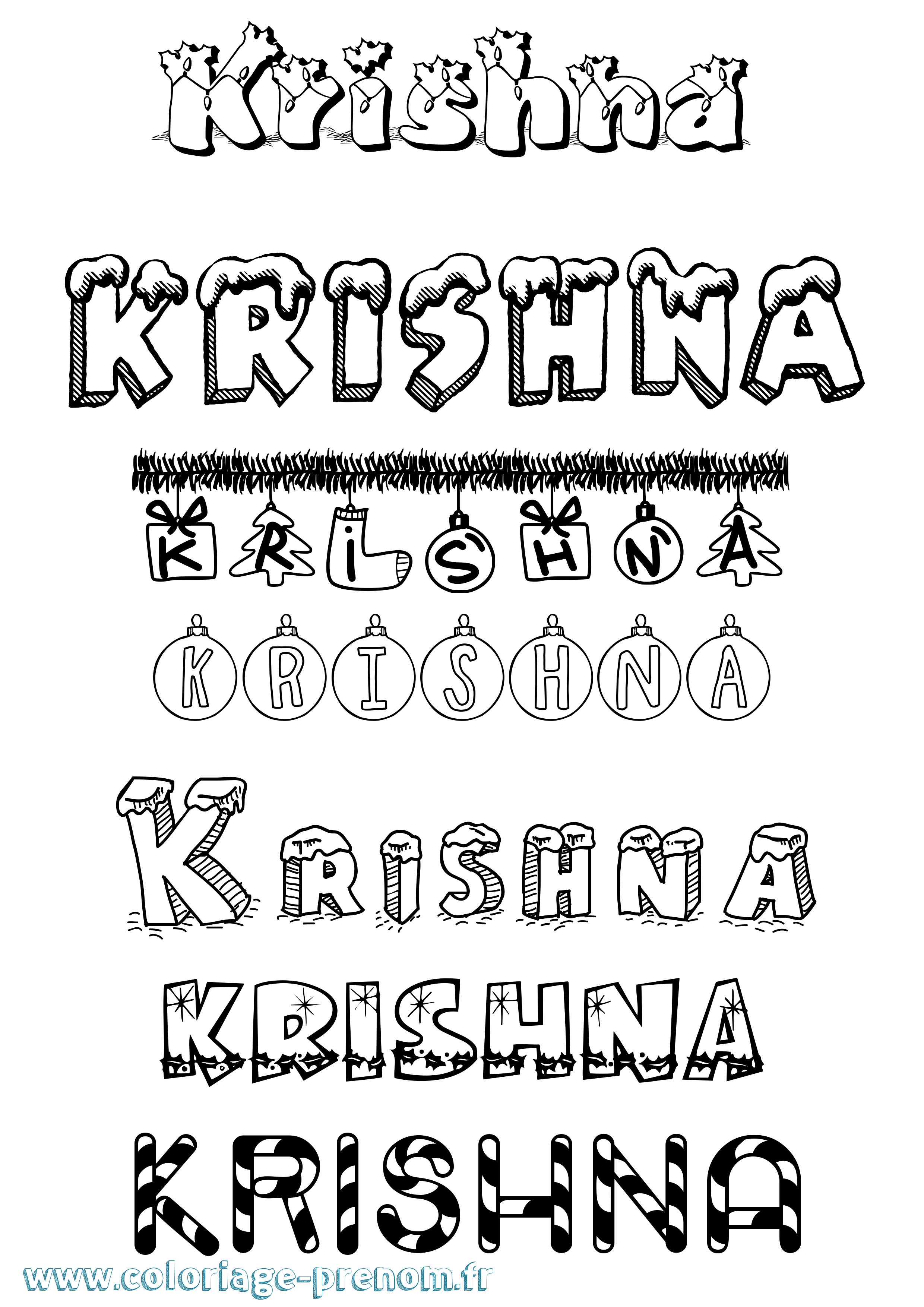 Coloriage Krishna Noël Coloriage prénom Krishna Noël