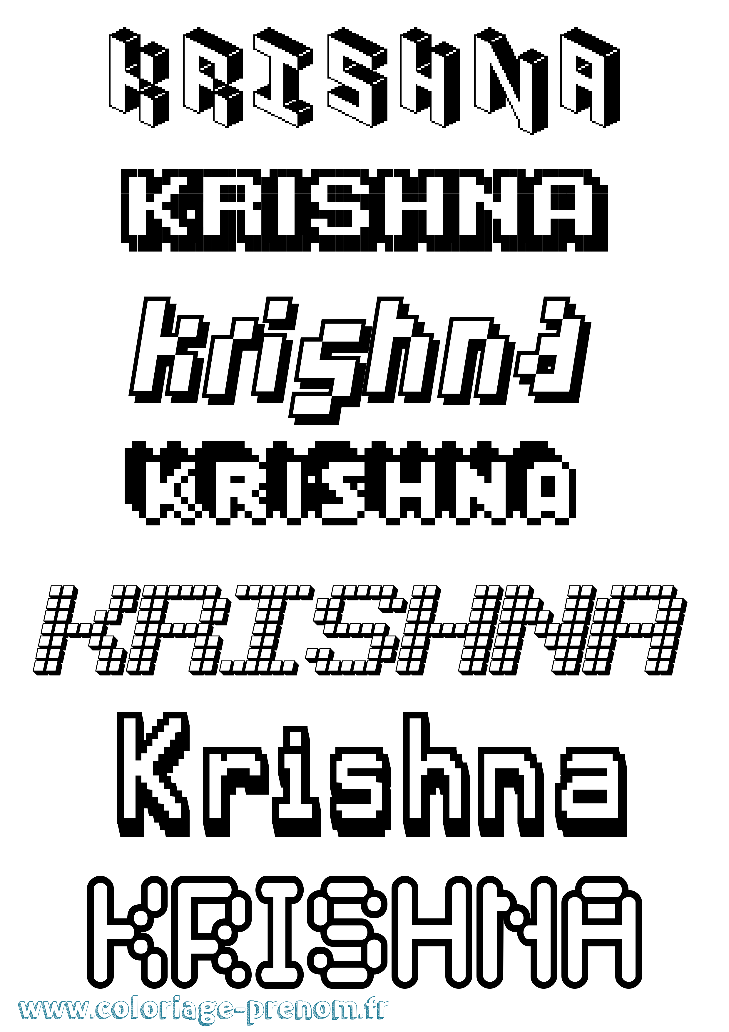 Coloriage Krishna Pixel Coloriage prénom Krishna Pixel
