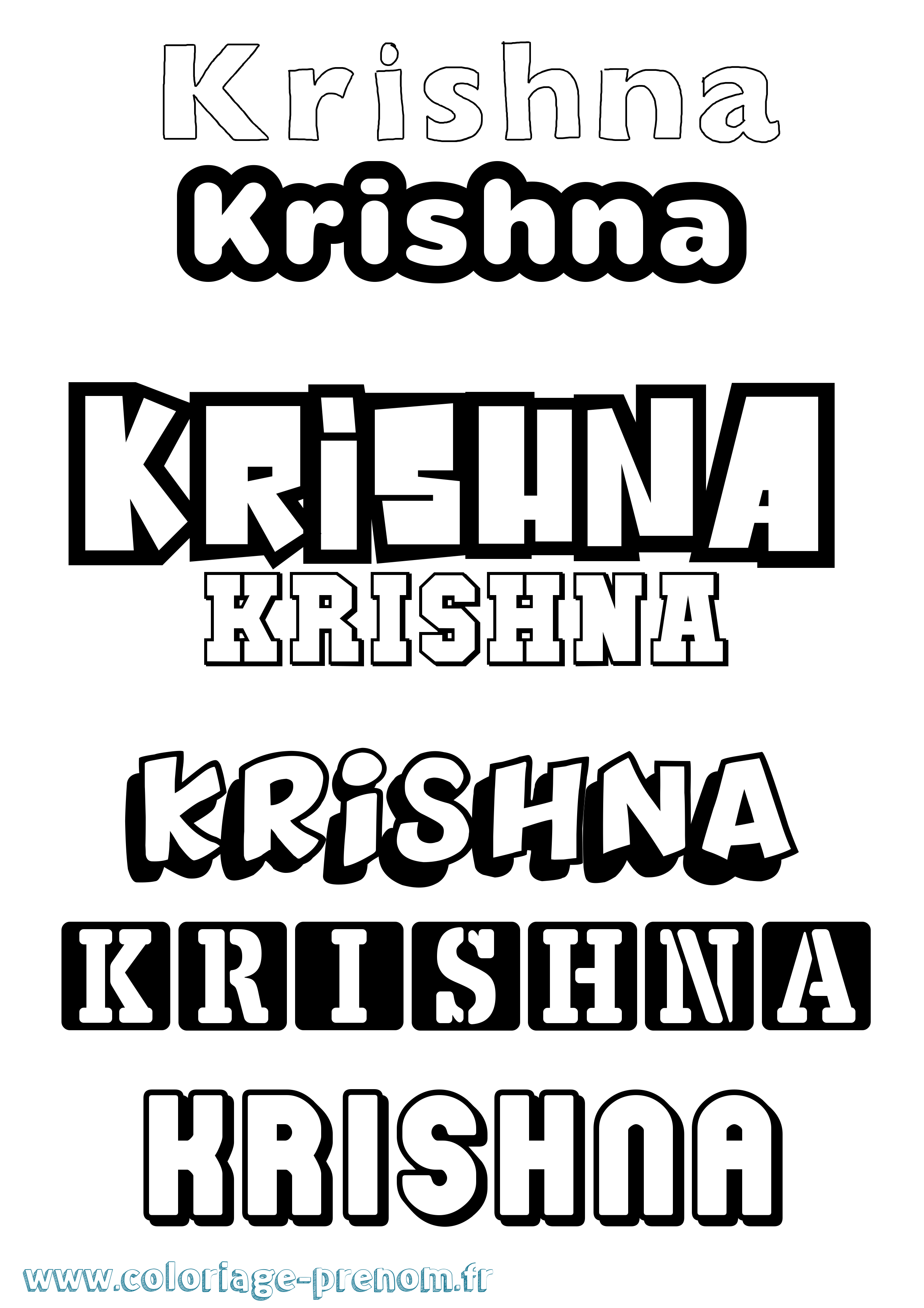 Coloriage Krishna Simple Coloriage prénom Krishna Simple