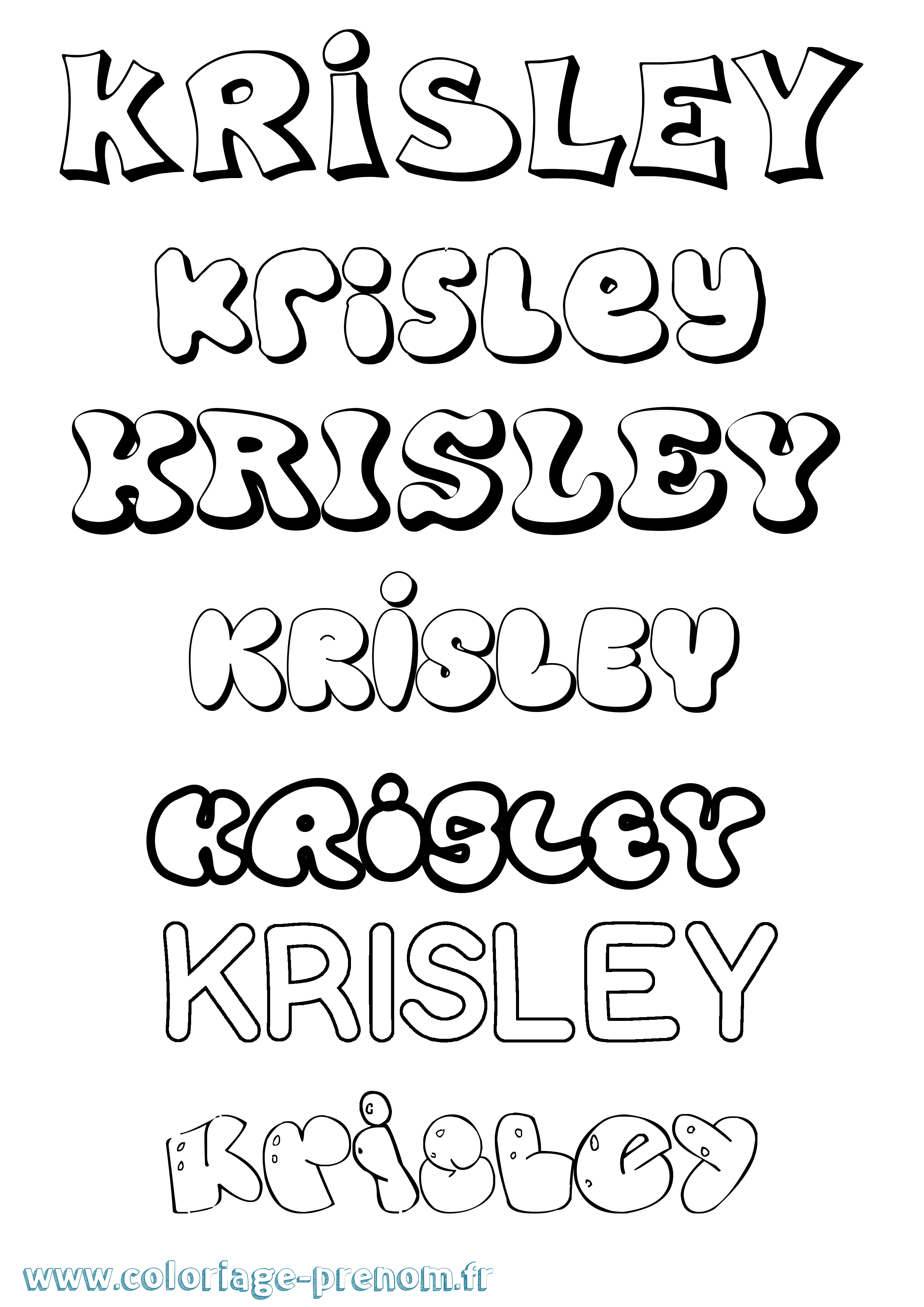 Coloriage prénom Krisley Bubble