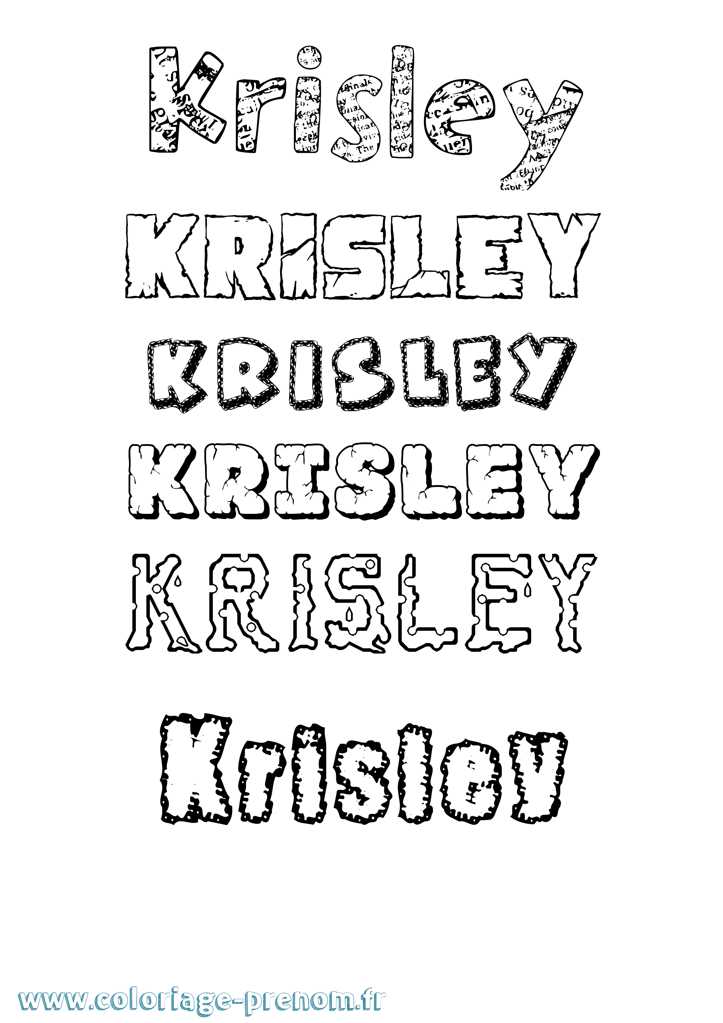 Coloriage prénom Krisley Destructuré