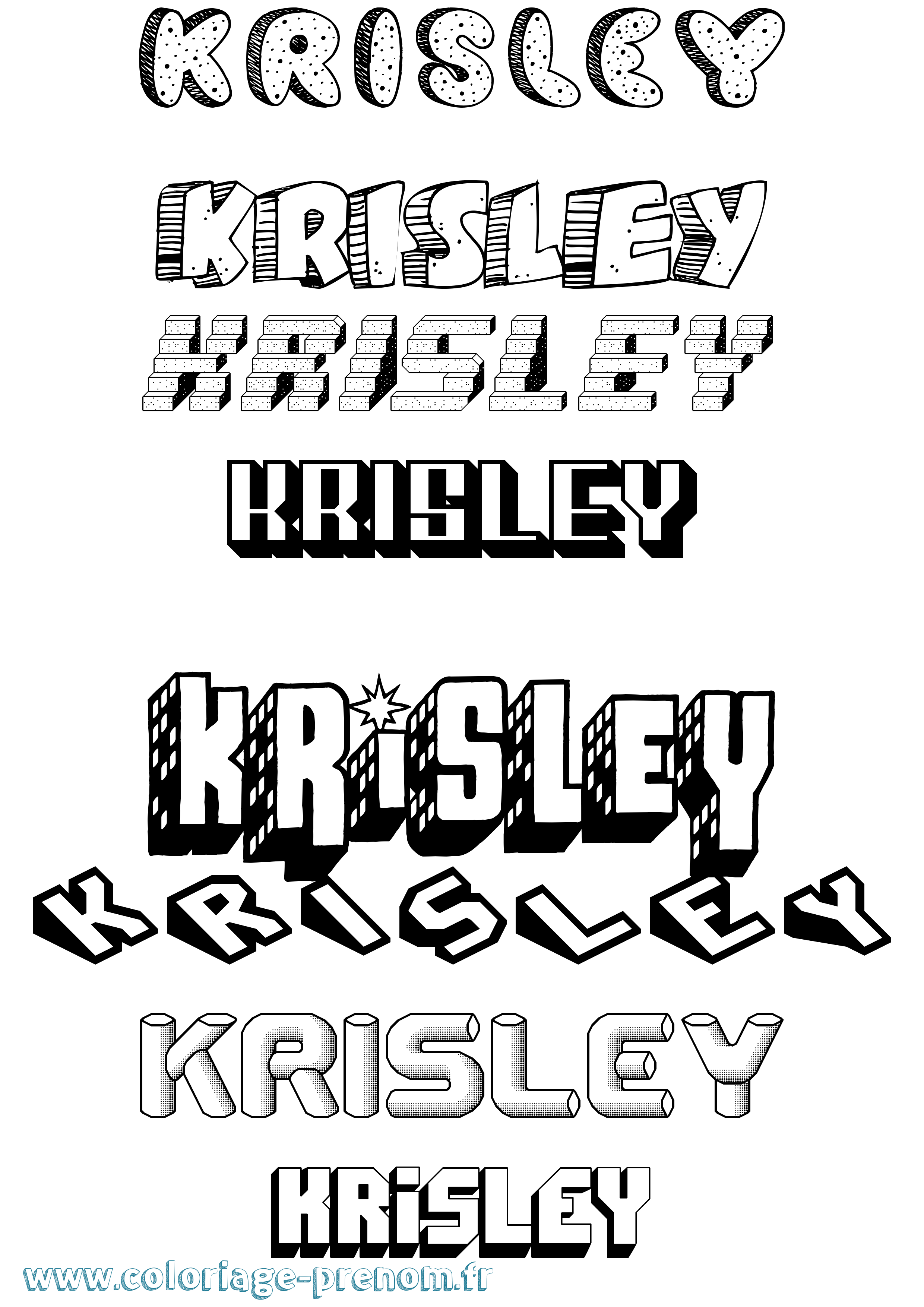 Coloriage prénom Krisley Effet 3D