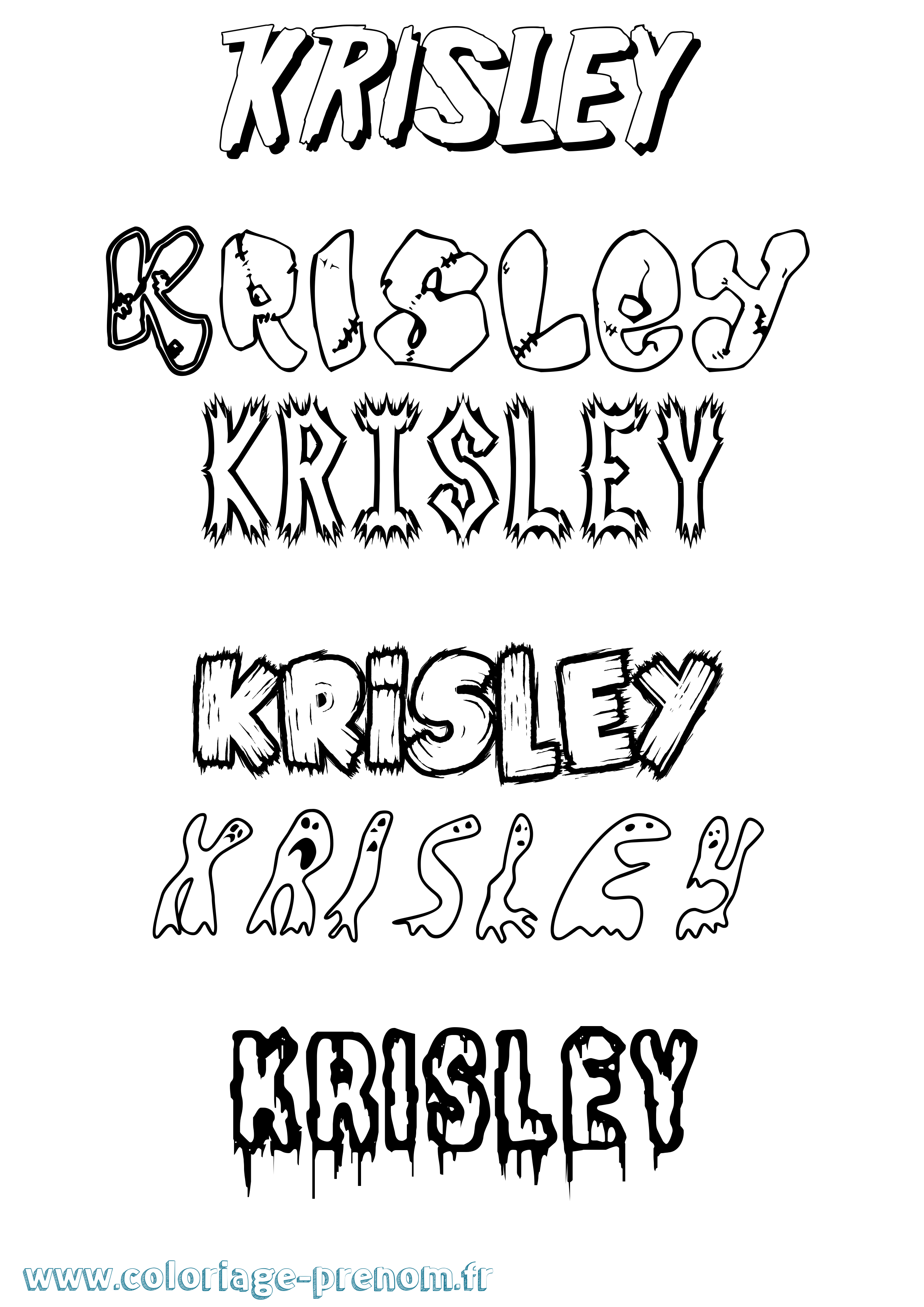 Coloriage prénom Krisley Frisson