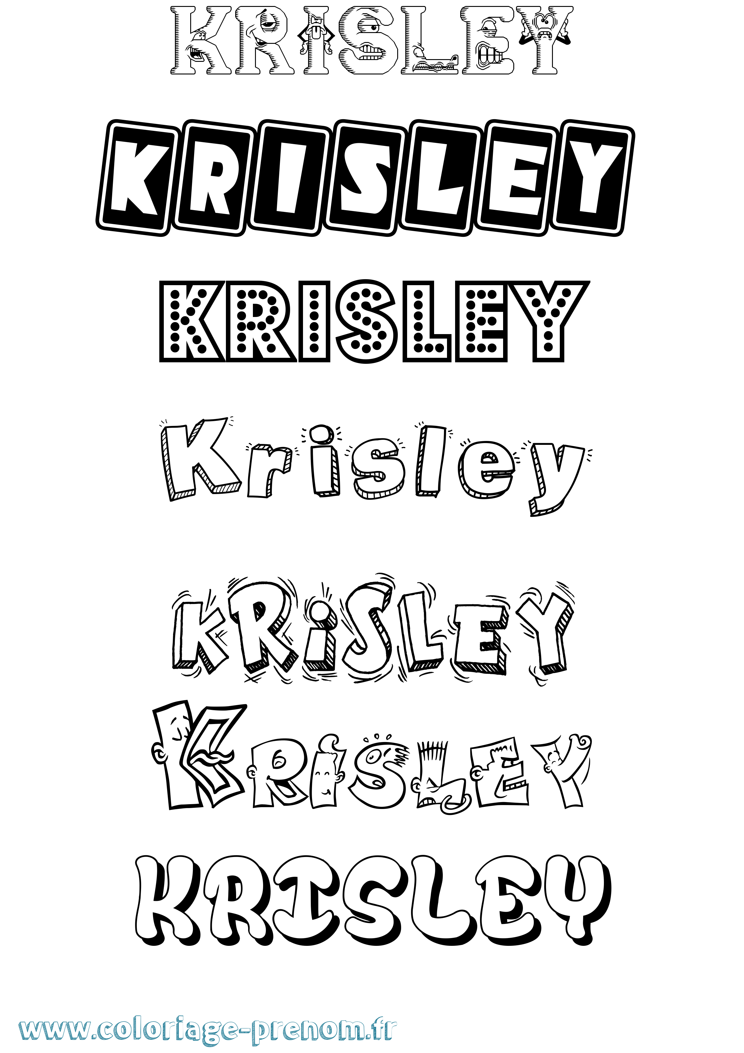 Coloriage prénom Krisley Fun