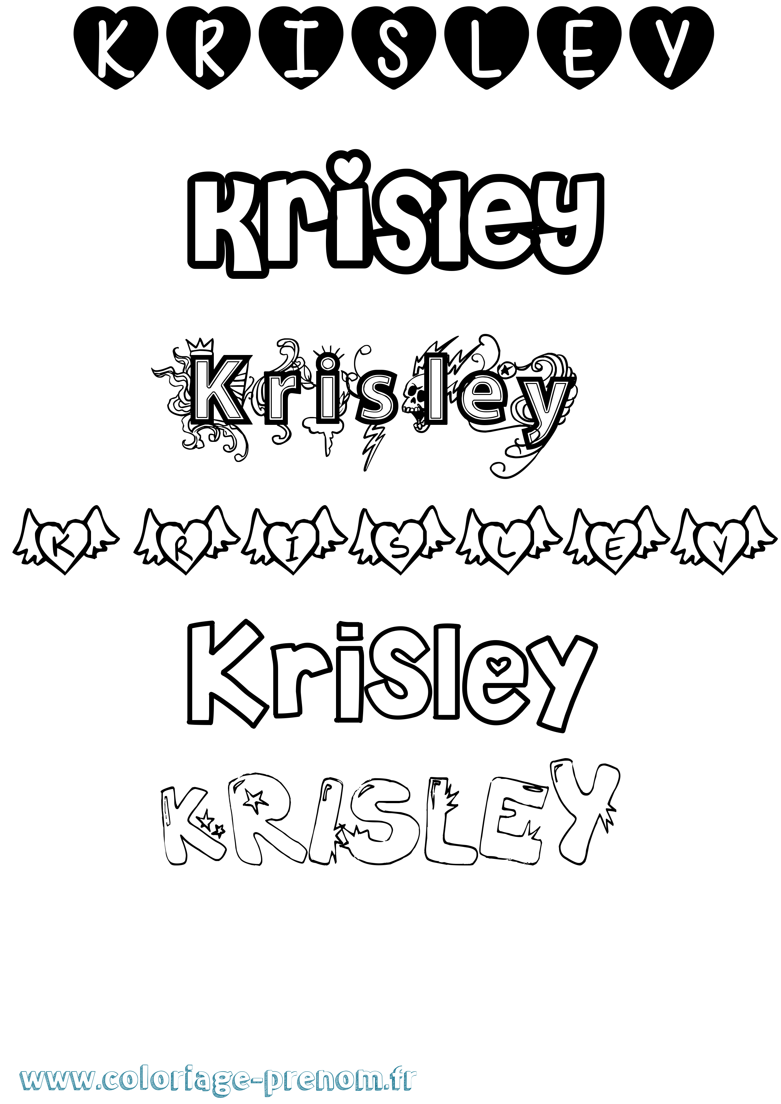 Coloriage prénom Krisley Girly