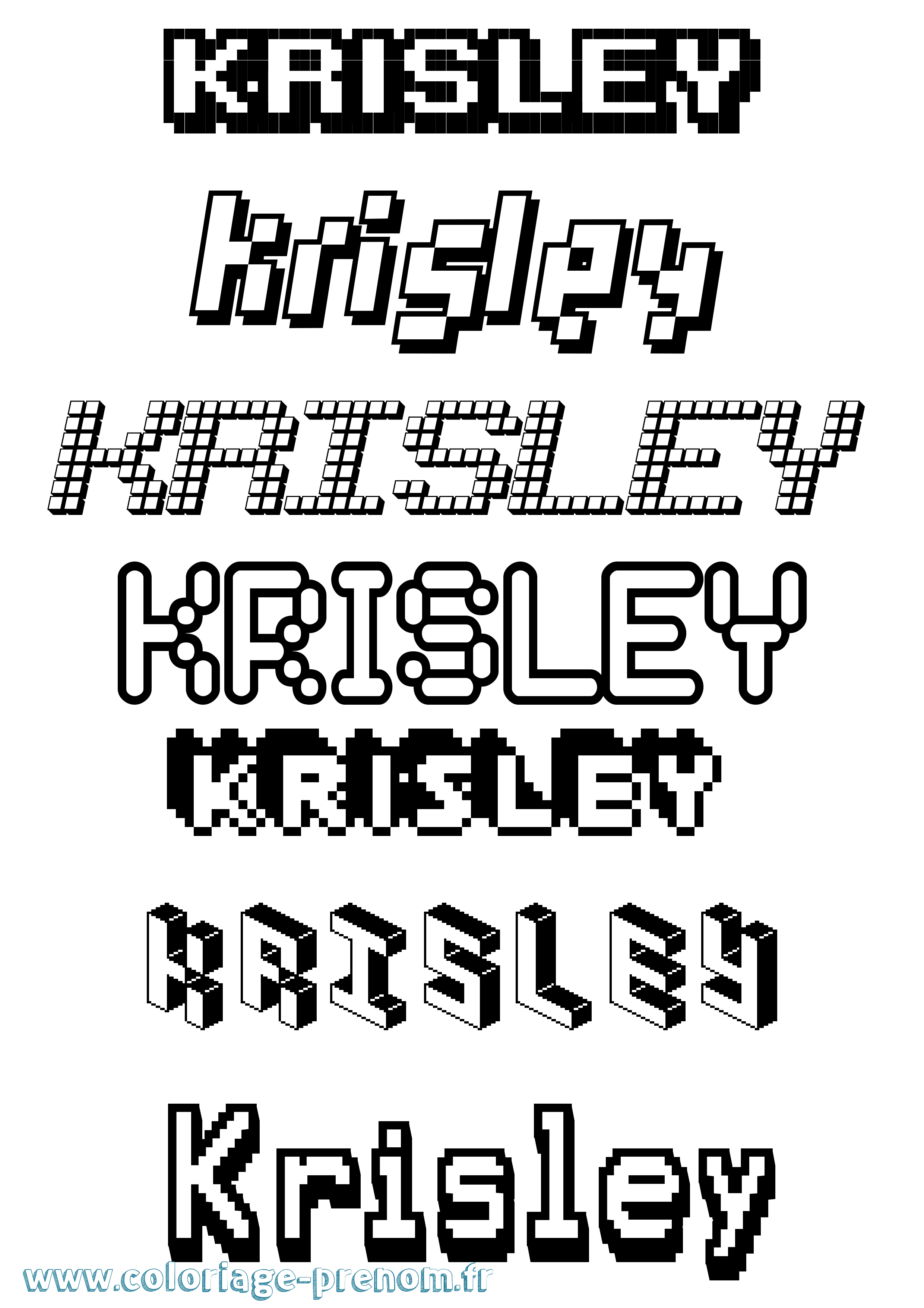 Coloriage prénom Krisley Pixel