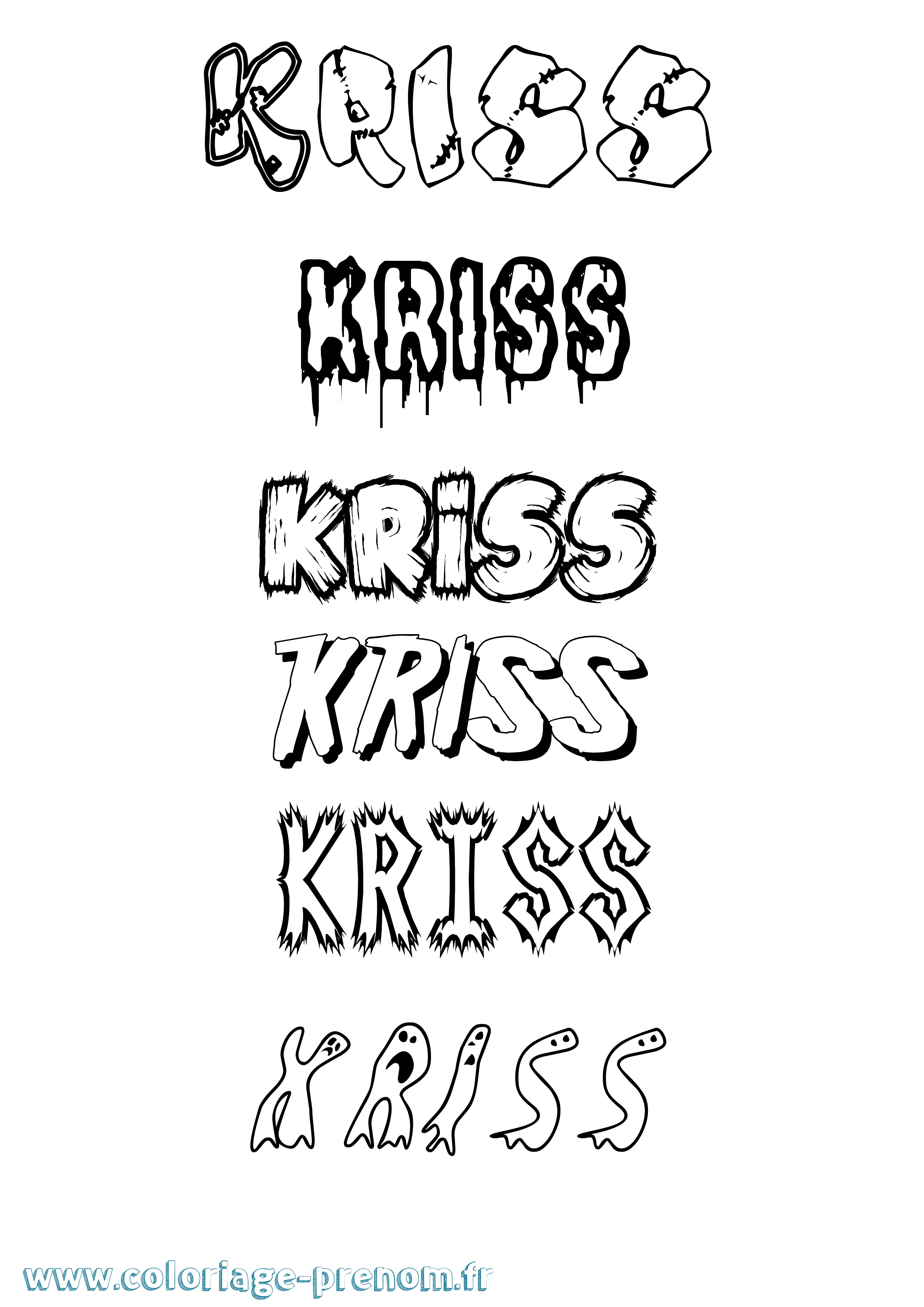 Coloriage prénom Kriss Frisson