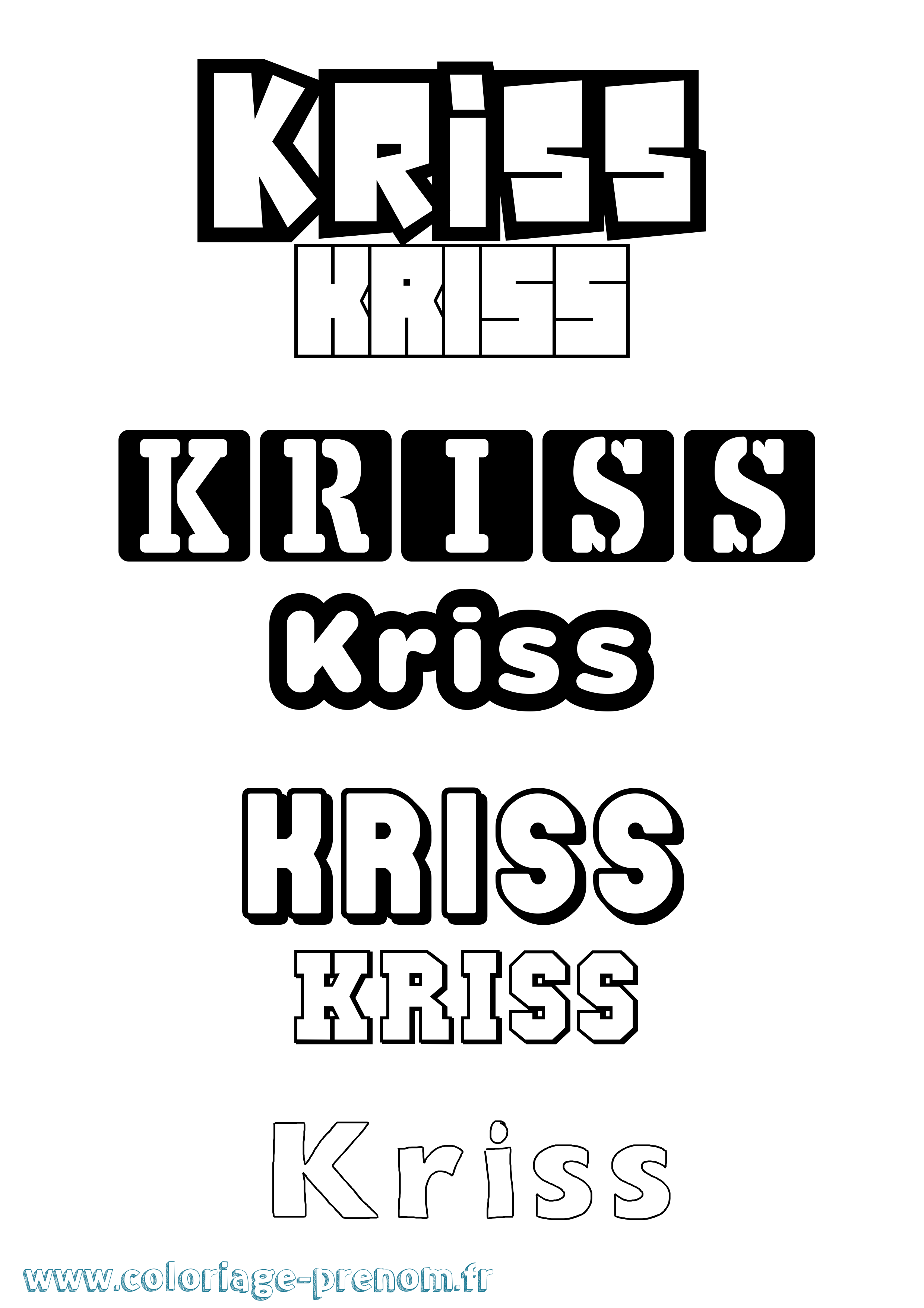 Coloriage prénom Kriss Simple