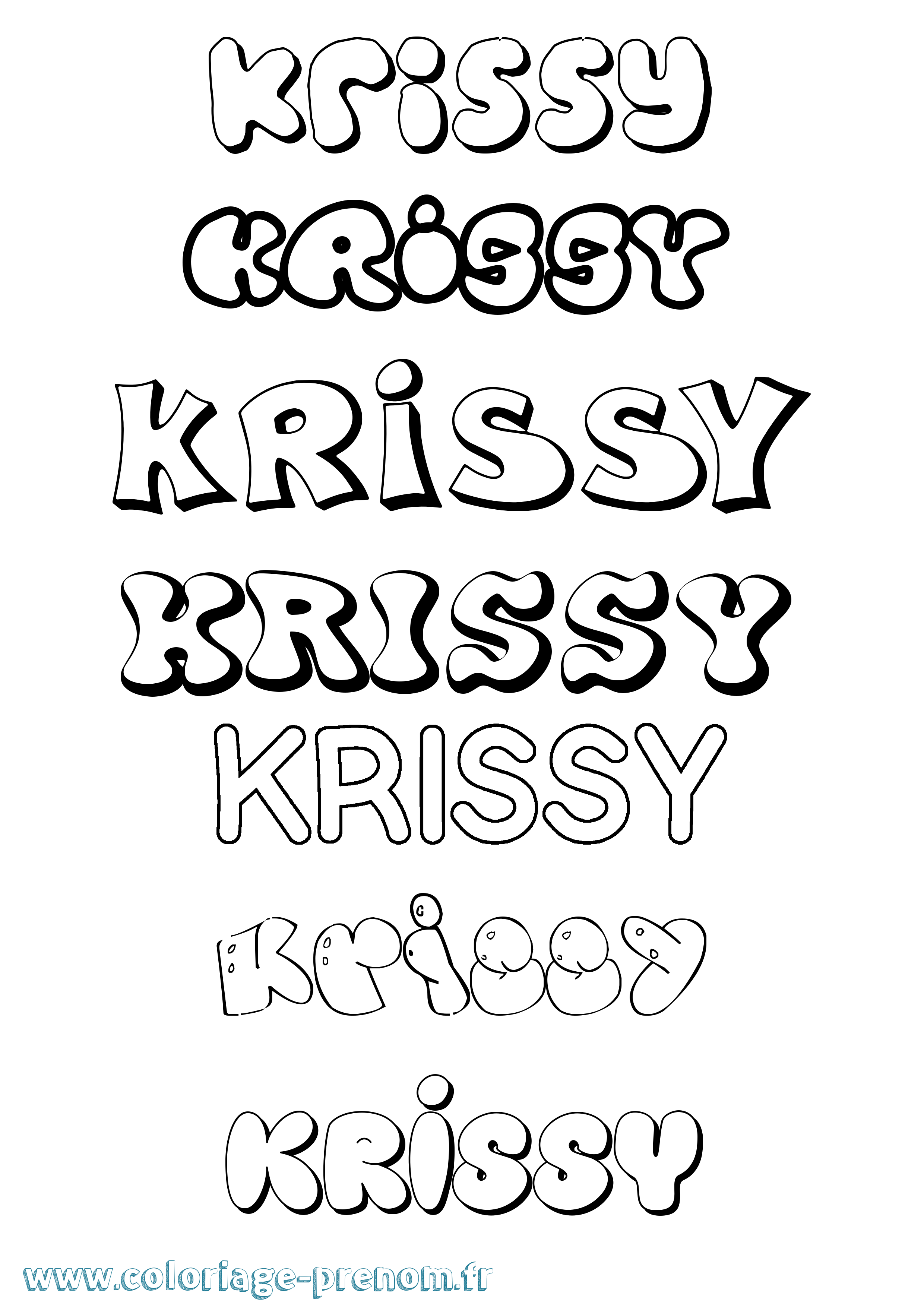 Coloriage prénom Krissy Bubble