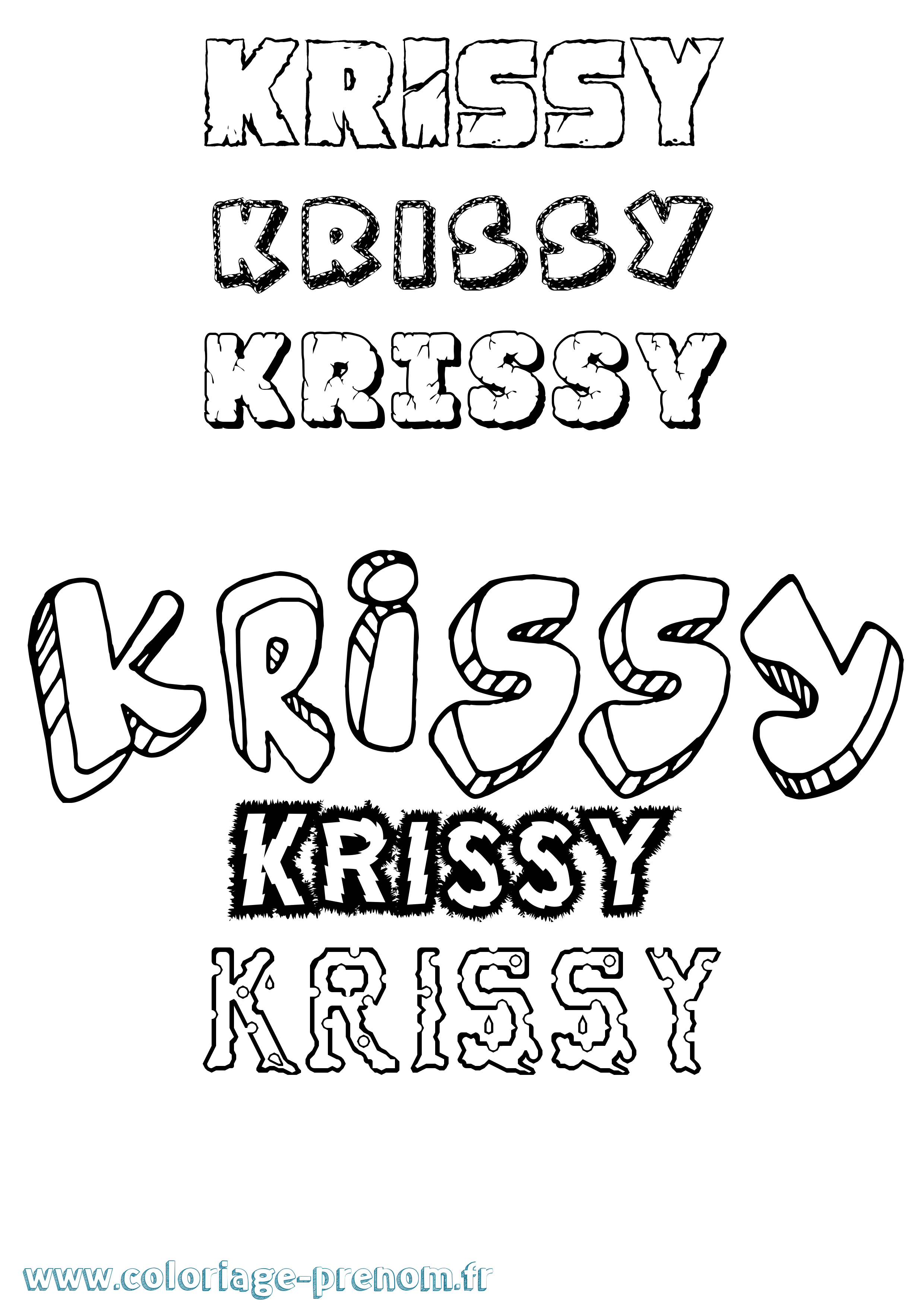 Coloriage prénom Krissy Destructuré