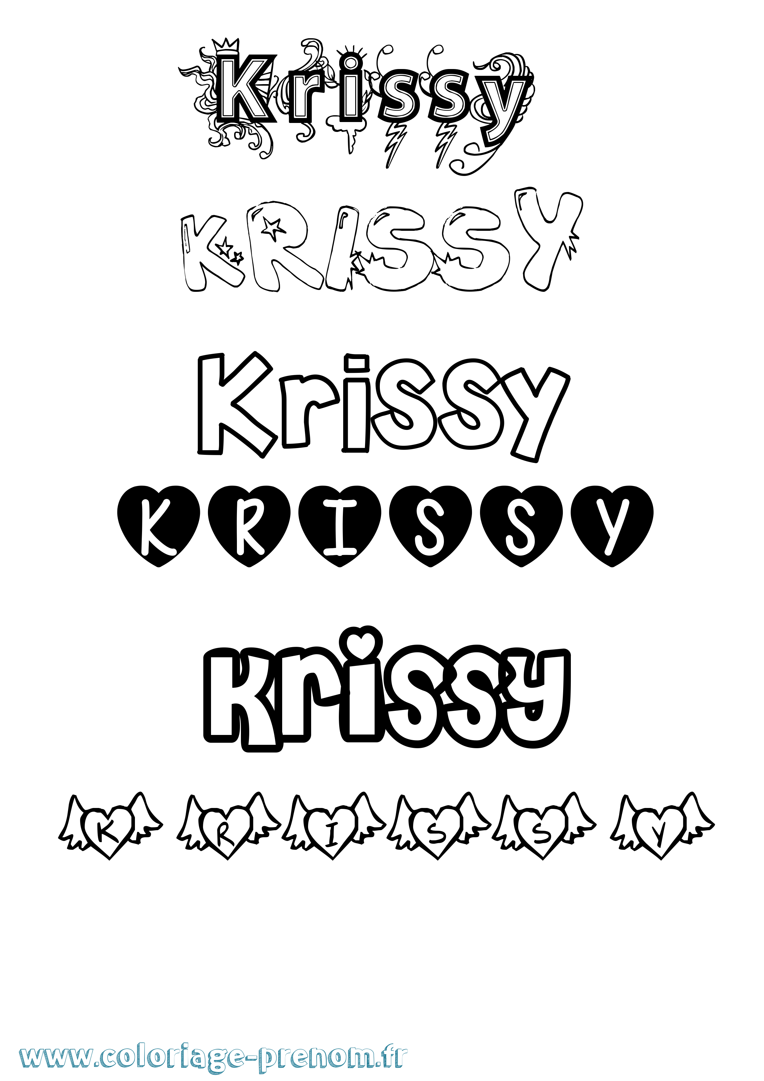 Coloriage prénom Krissy Girly