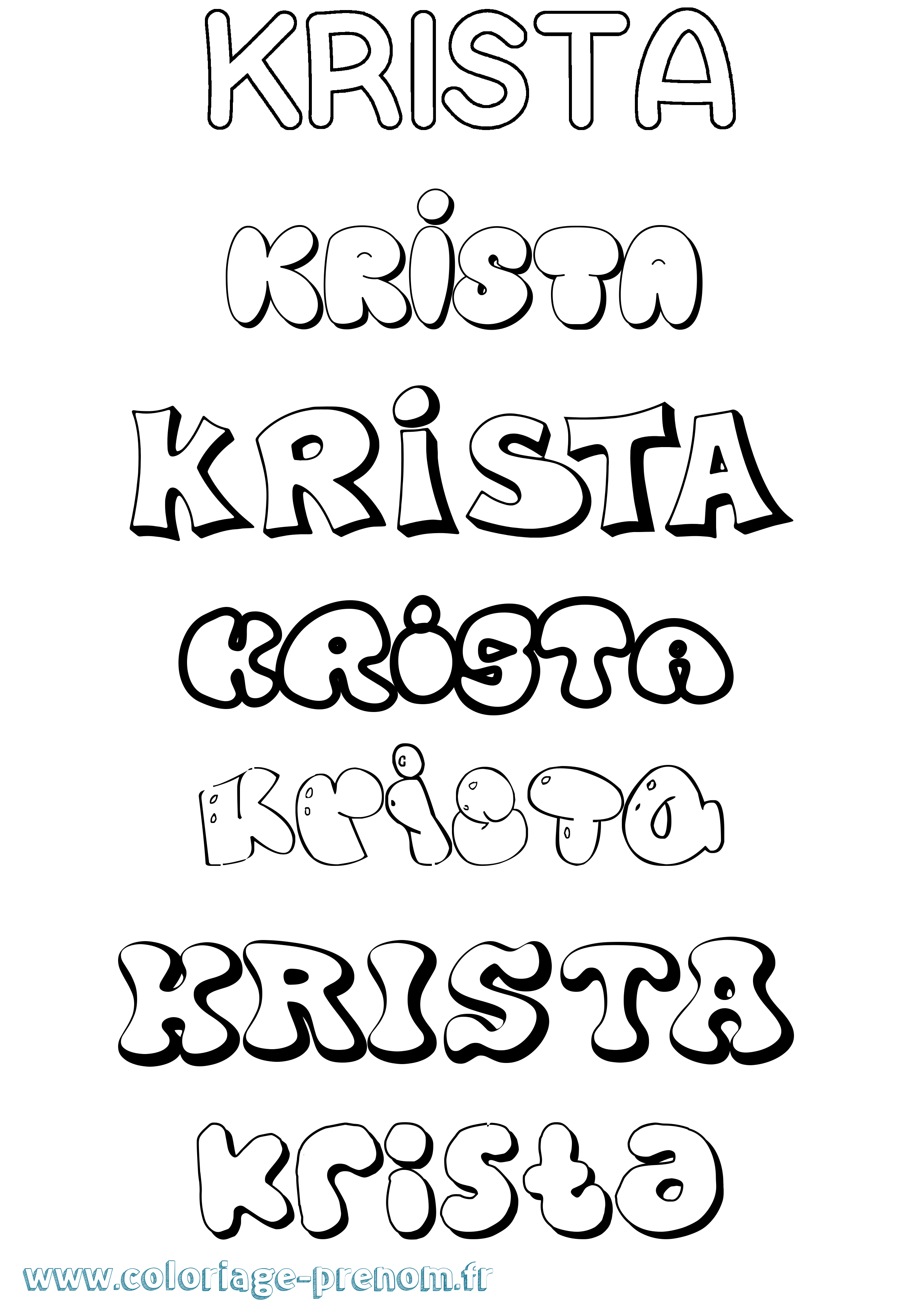 Coloriage Krista Bubble Coloriage prénom Krista Bubble