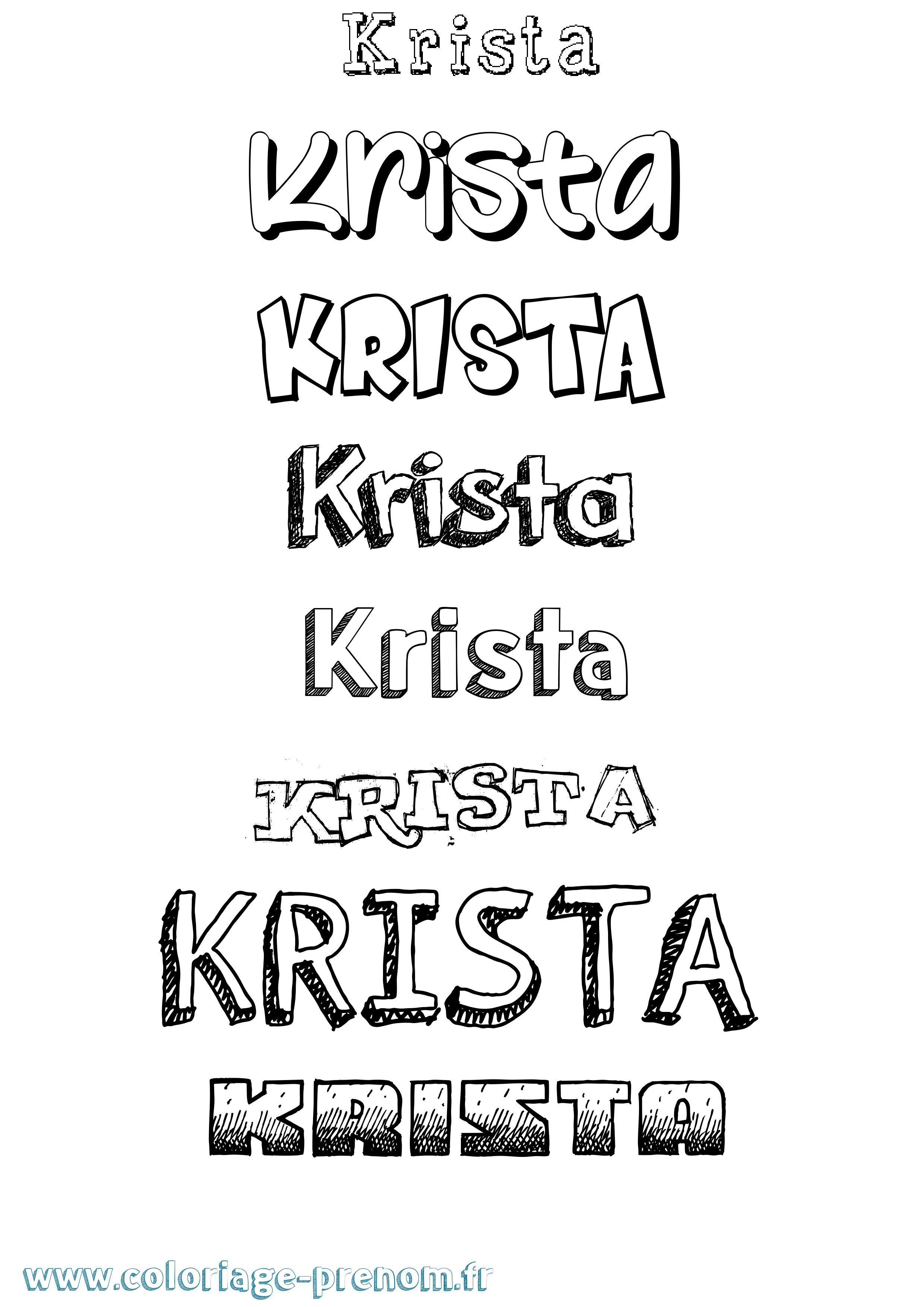 Coloriage Krista Dessiné Coloriage prénom Krista Dessiné