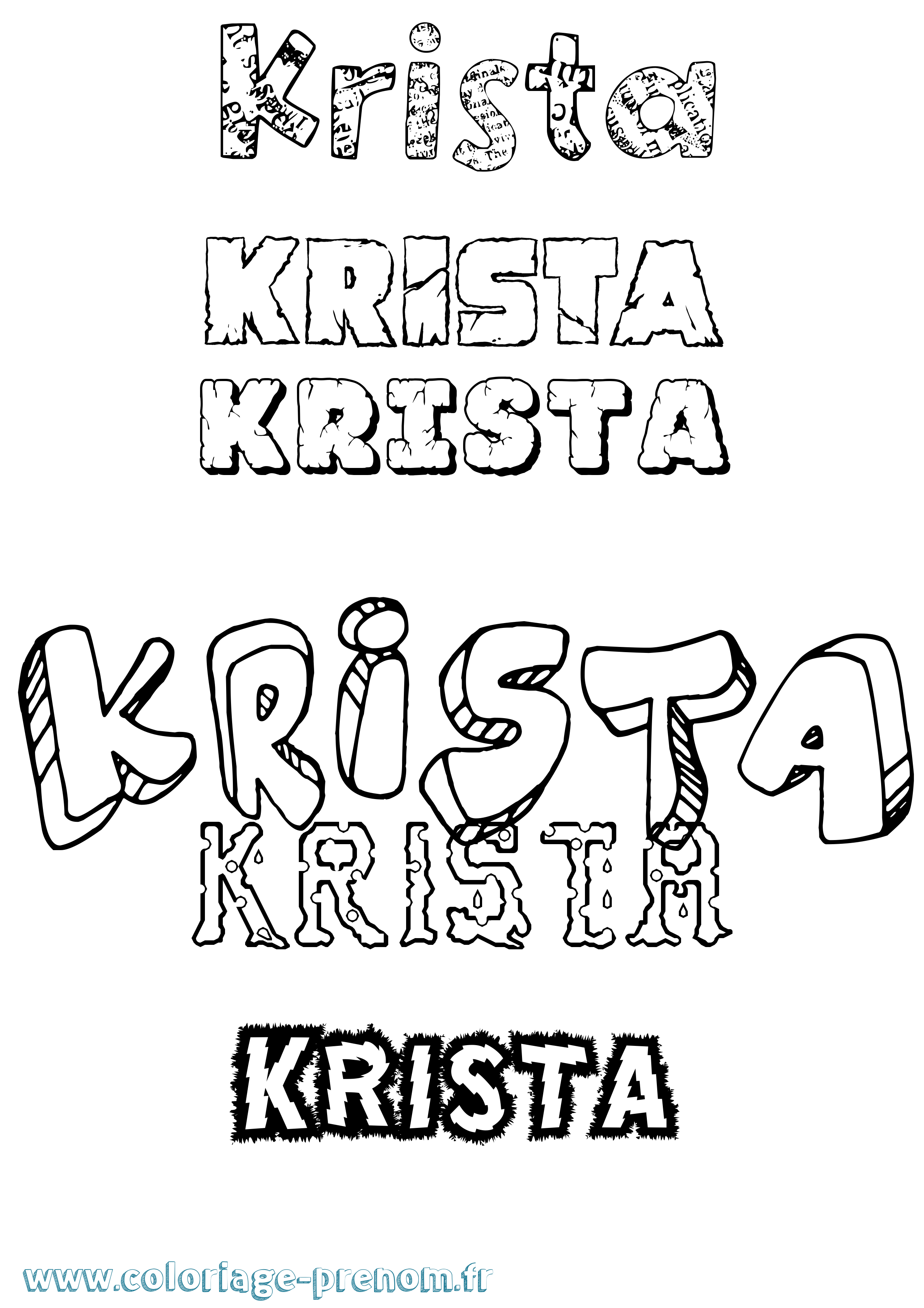 Coloriage Krista Destructuré Coloriage prénom Krista Destructuré
