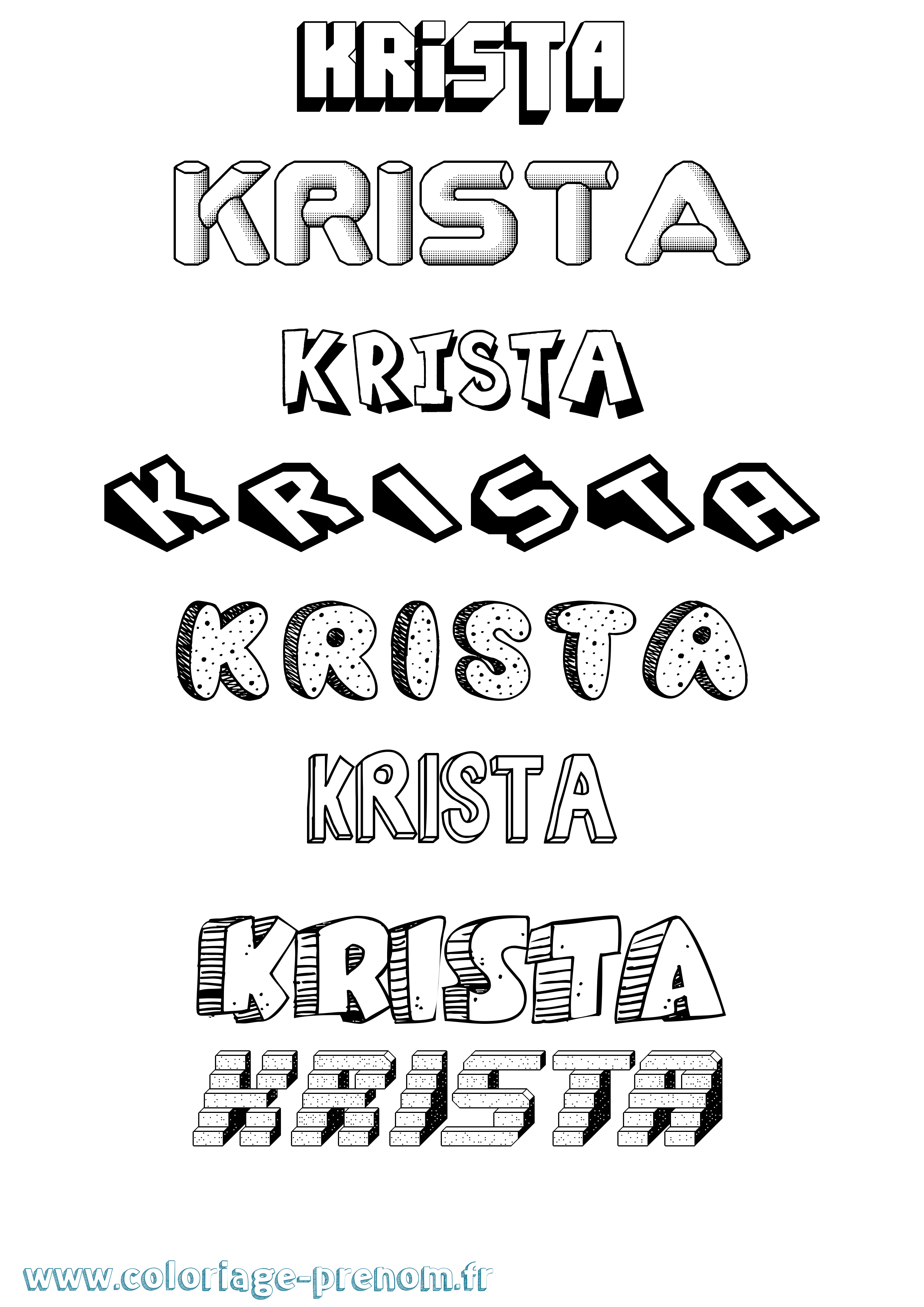 Coloriage Krista Effet 3D Coloriage prénom Krista Effet 3D