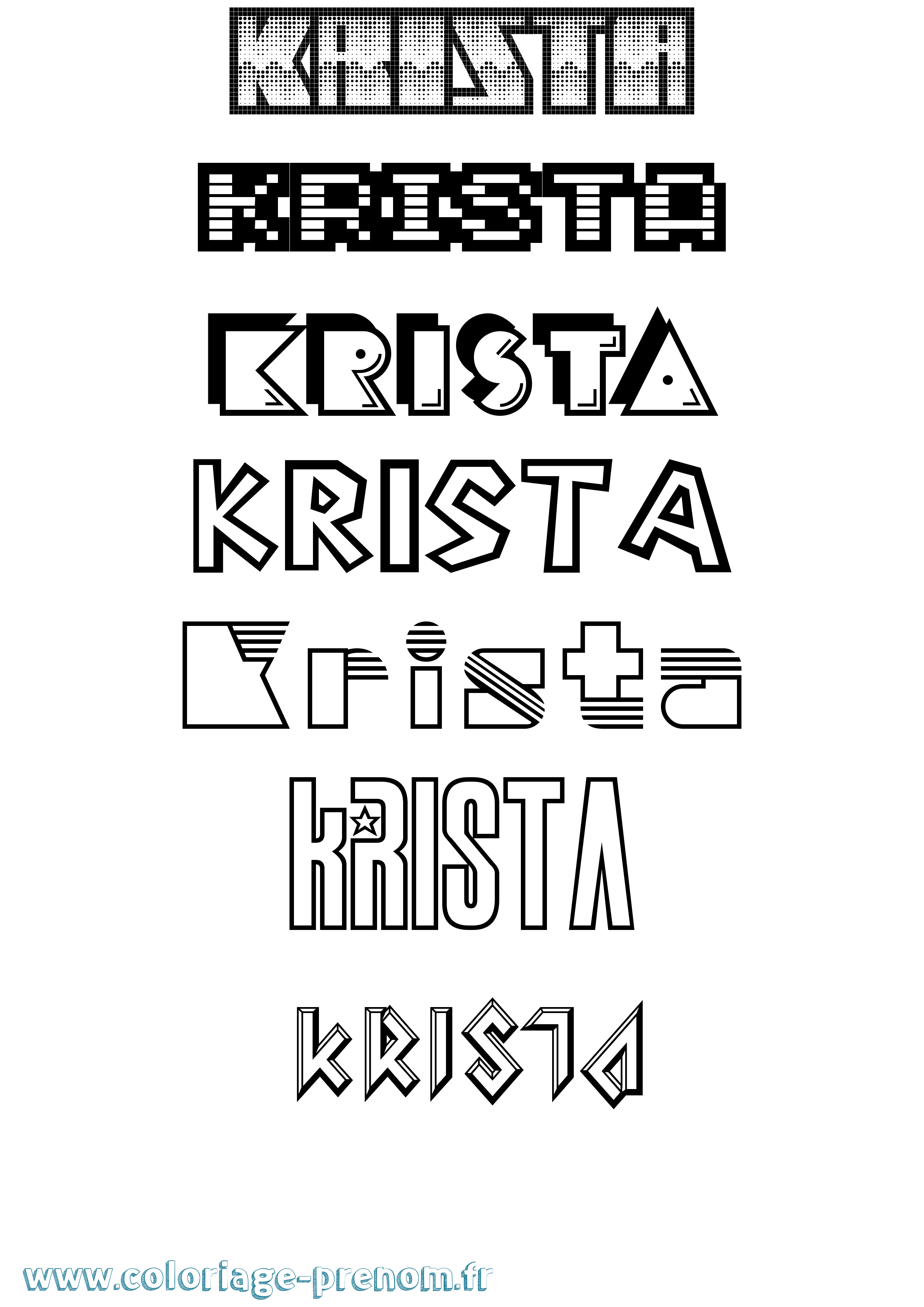 Coloriage Krista Jeux Vidéos Coloriage prénom Krista Jeux Vidéos