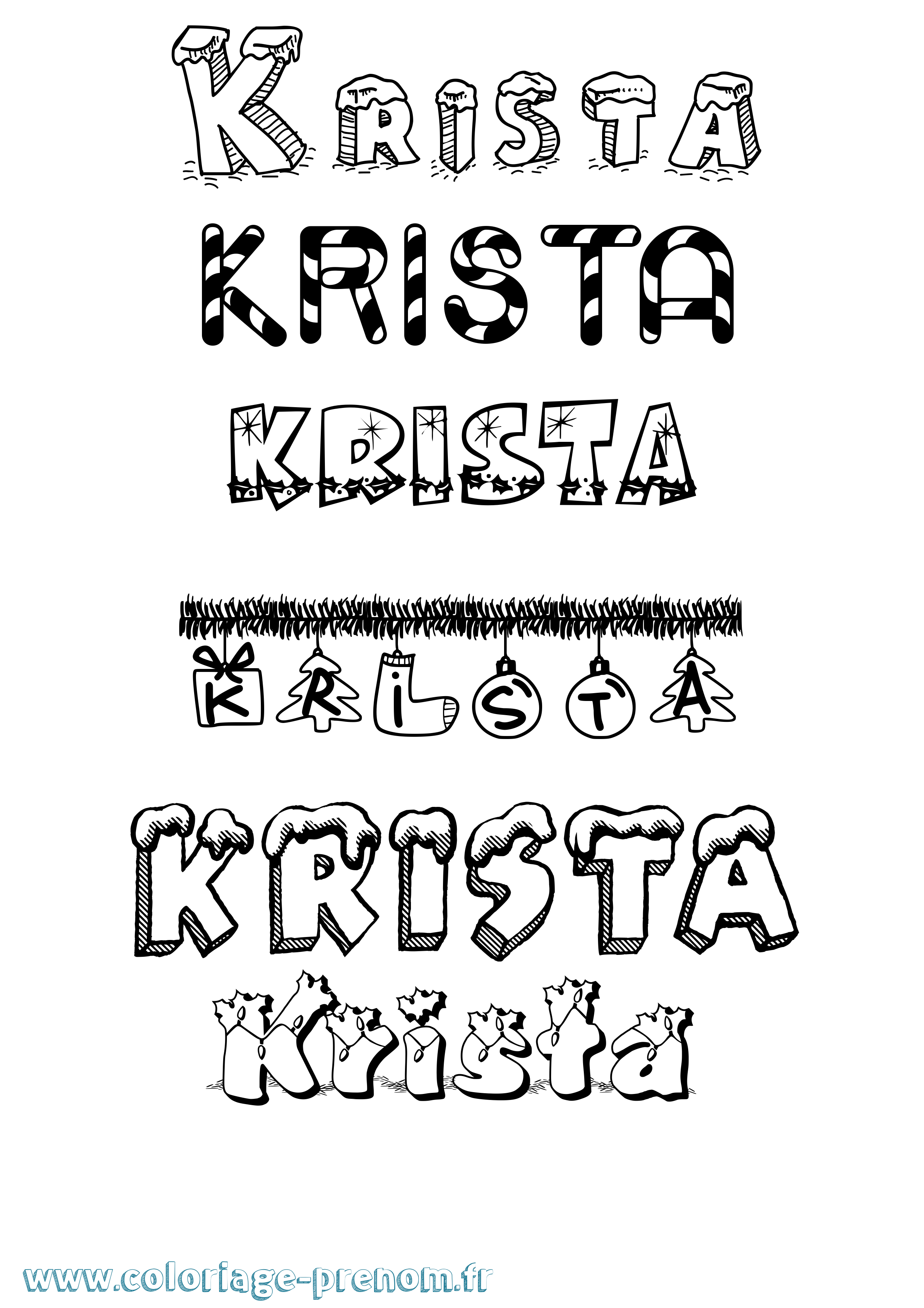 Coloriage Krista Noël Coloriage prénom Krista Noël