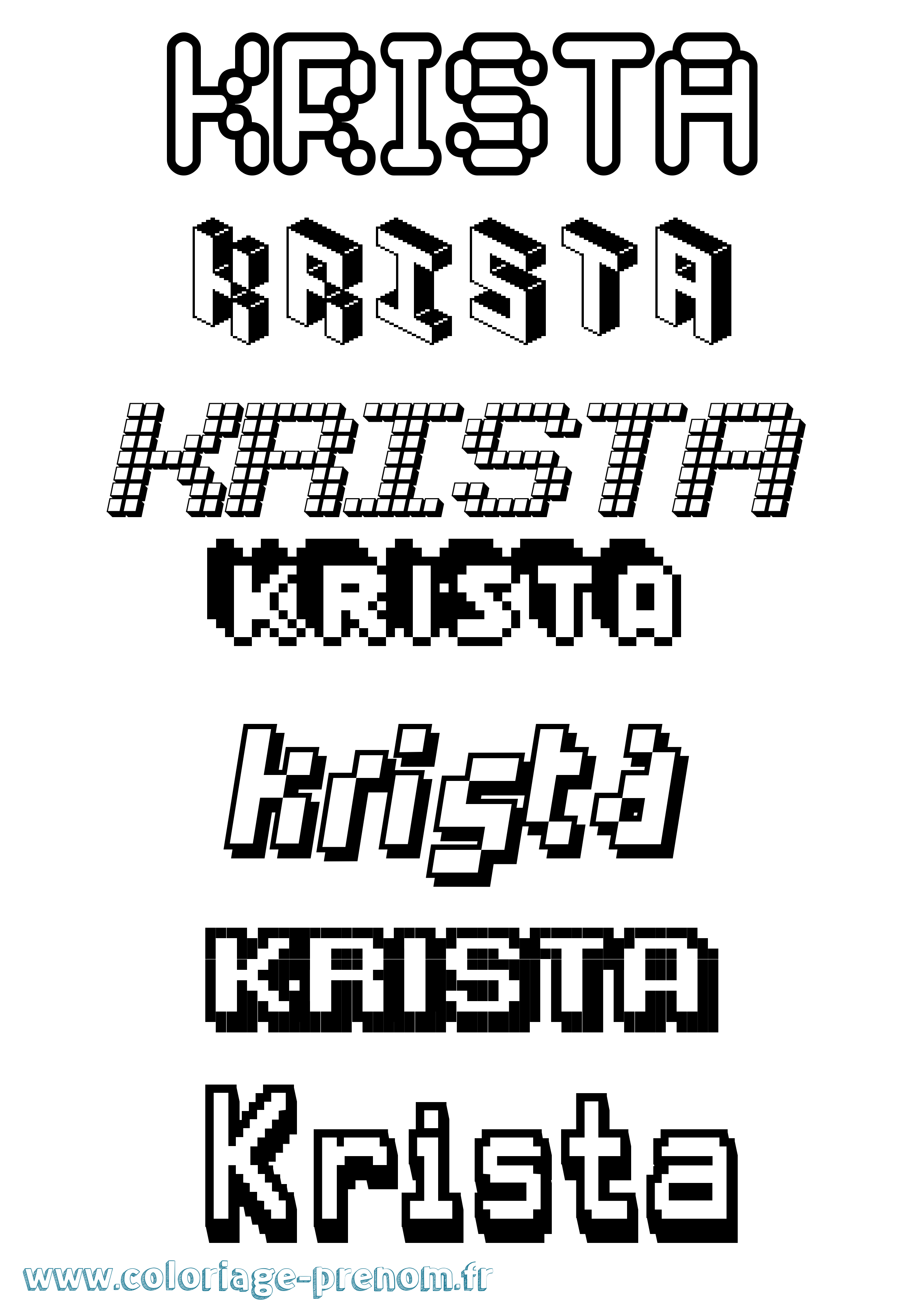 Coloriage Krista Pixel Coloriage prénom Krista Pixel